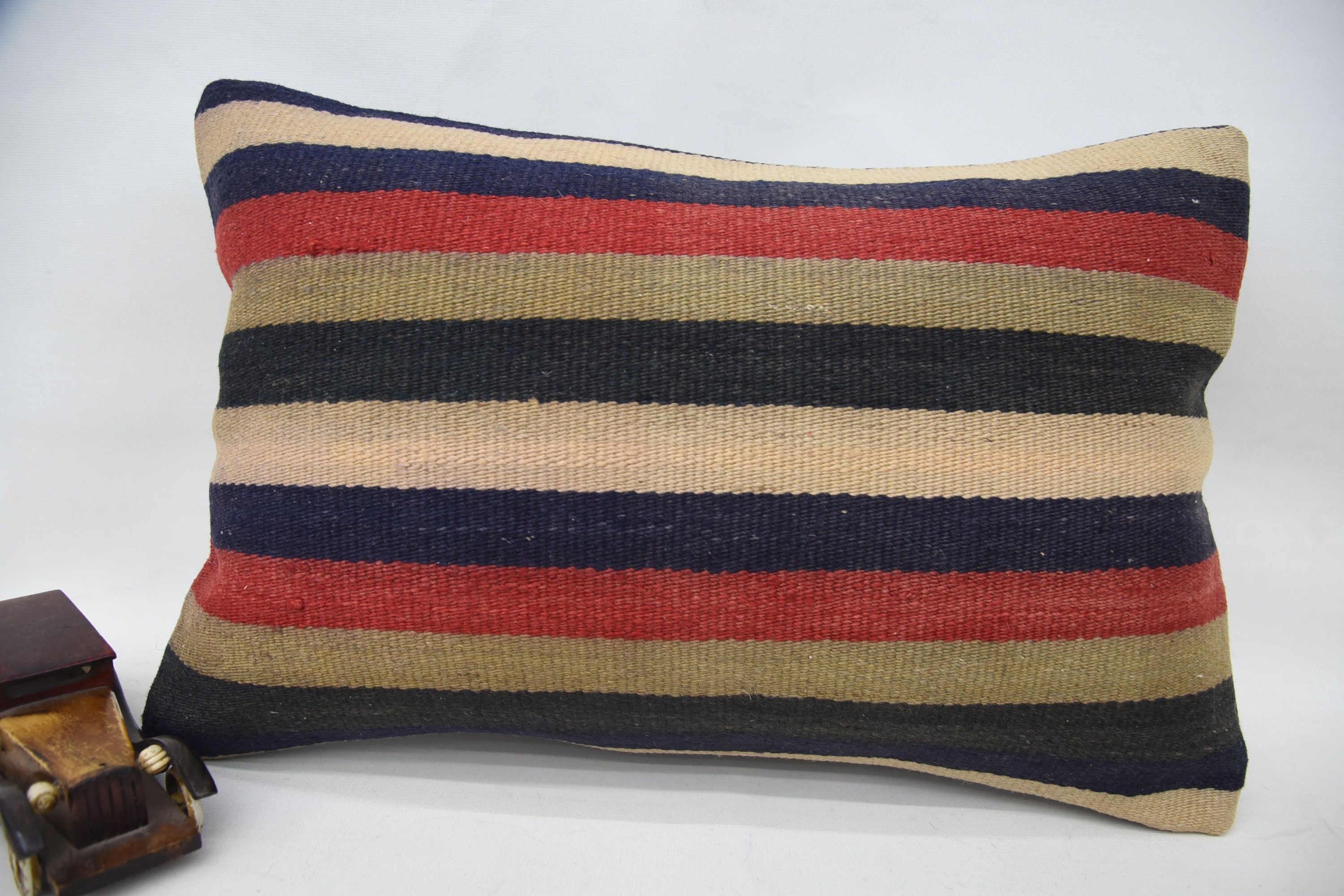 Antique Pillows, 16"x24" Blue Cushion, Turkish Kilim Pillow, Vintage Pillow, Southwestern Cushion Cover, Farmhouse Cushion Case