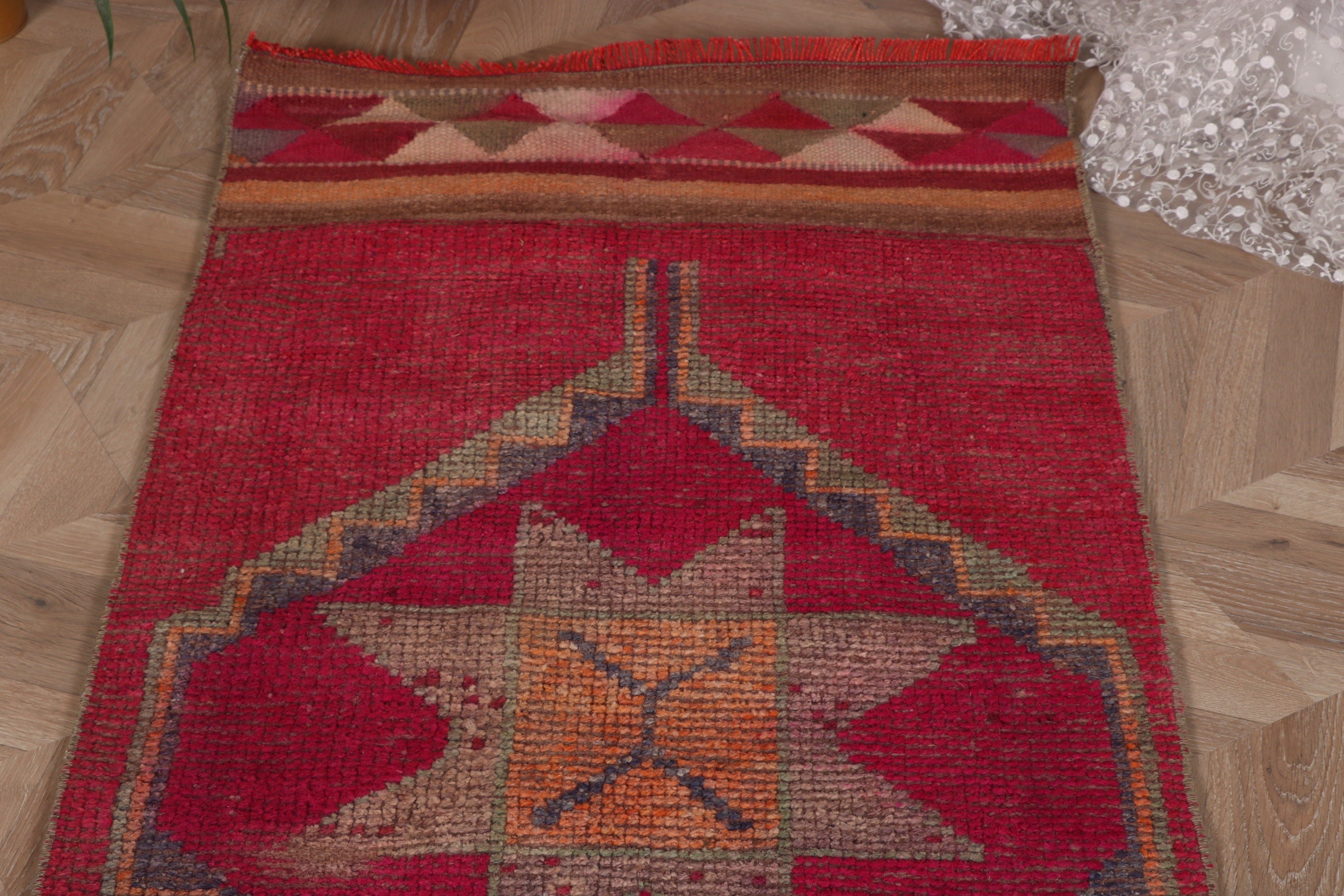 Vintage Halılar, Türk Halısı, Anadolu Halıları, Mutfak Halıları, Pembe Modern Halılar, 2.4x11.1 ft Runner Halısı, Beni Ourain Runner Halısı, Yatak Odası Halısı