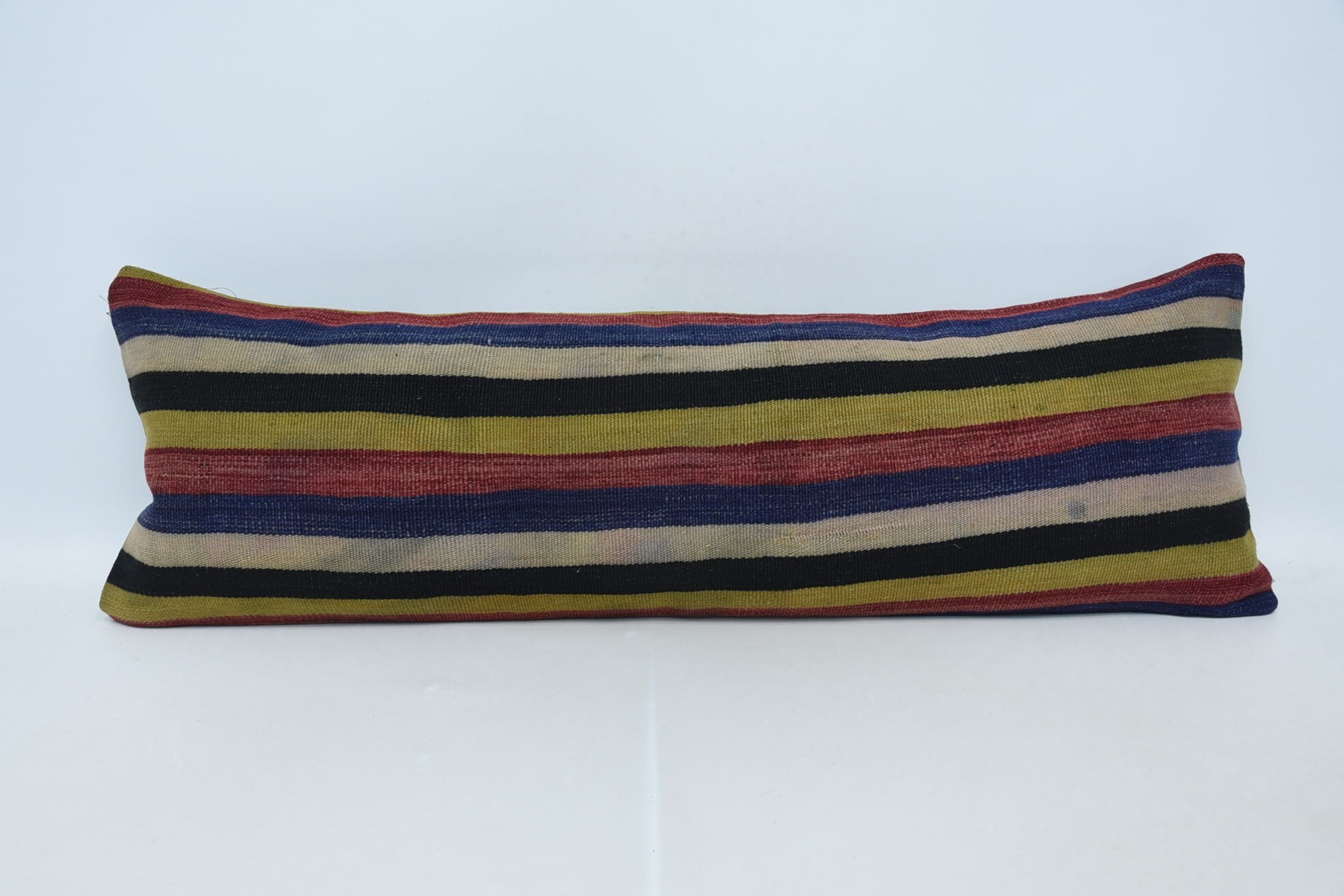 Pastel Yastık, Türk Kilim Yastık, 16"x48" Mavi Yastık Sham, Boho Yastık, El Yapımı Kilim Koltuk Yastık Kılıfı, Ev Dekor Yastık