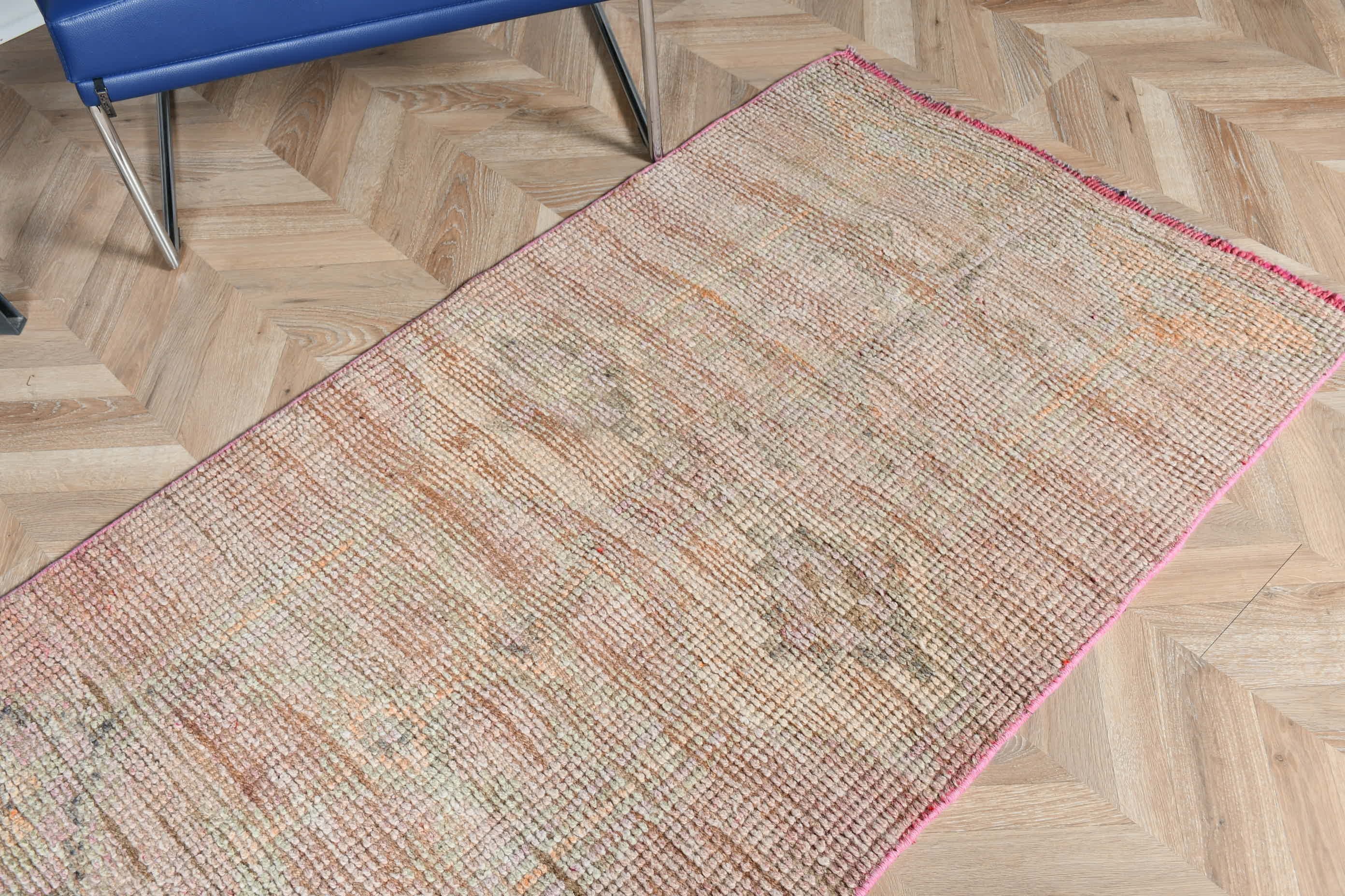 Office Rug, Stair Rug, Floor Rug, Dorm Rug, Wool Rug, Rugs for Hallway, Pink Floor Rug, Vintage Rug, 2.9x9.9 ft Runner Rug, Turkish Rug