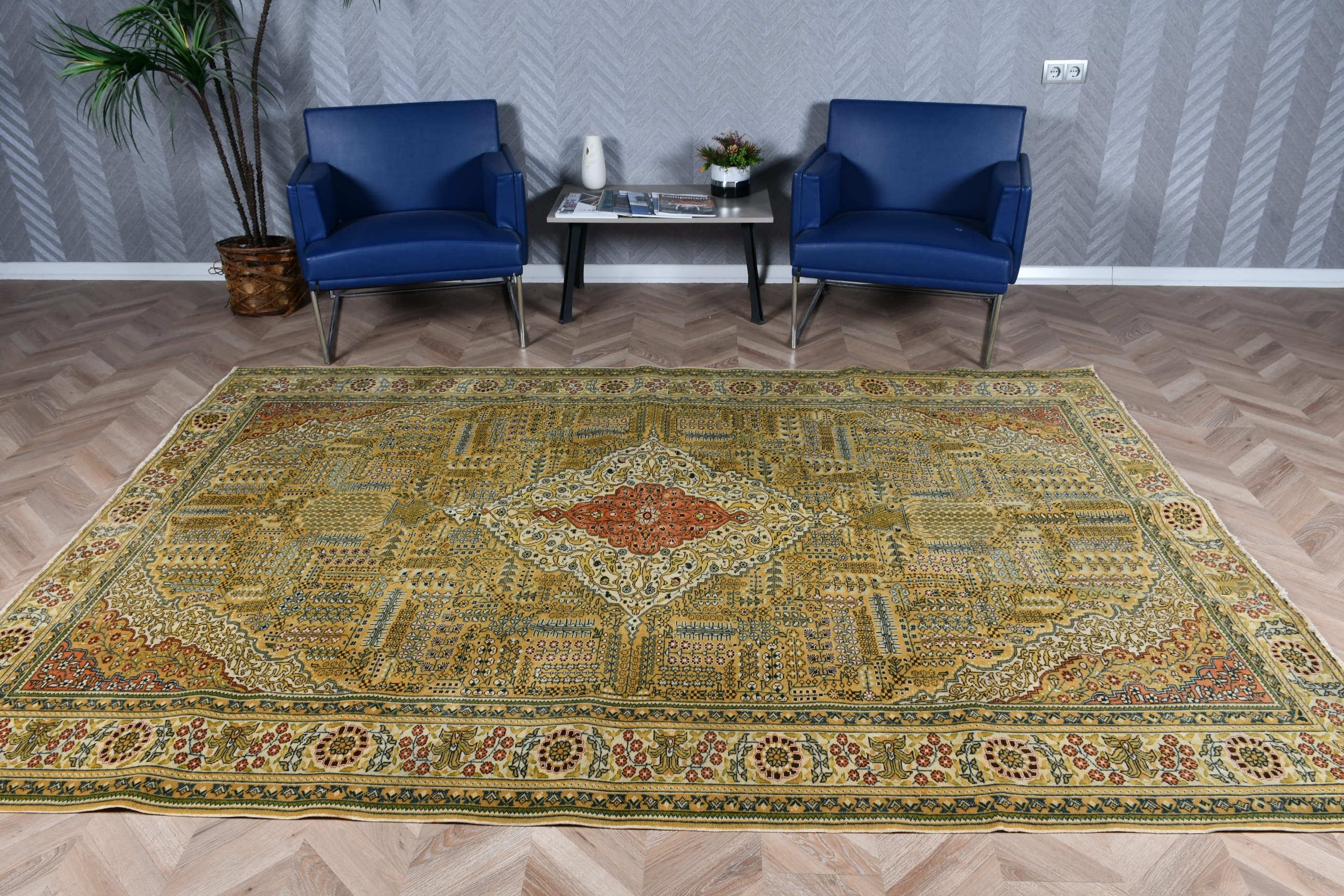 Moroccan Rug, 6.5x9.4 ft Large Rug, Dining Room Rugs, Pale Rug, Living Room Rug, Wool Rugs, Vintage Rug, Beige Home Decor Rug, Turkish Rugs