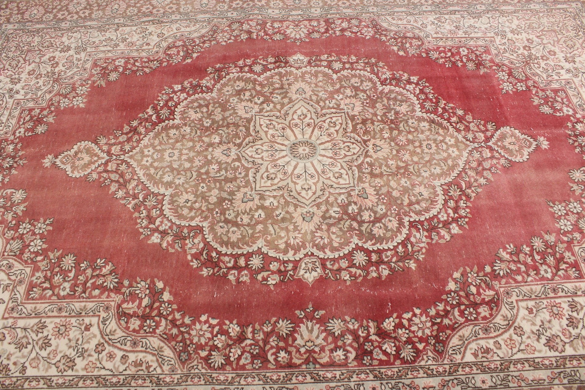 Kitchen Rug, Turkish Rug, Salon Rug, Red Kitchen Rugs, Rugs for Salon, Bedroom Rugs, Vintage Rug, Living Room Rug, 6.9x10.1 ft Large Rug