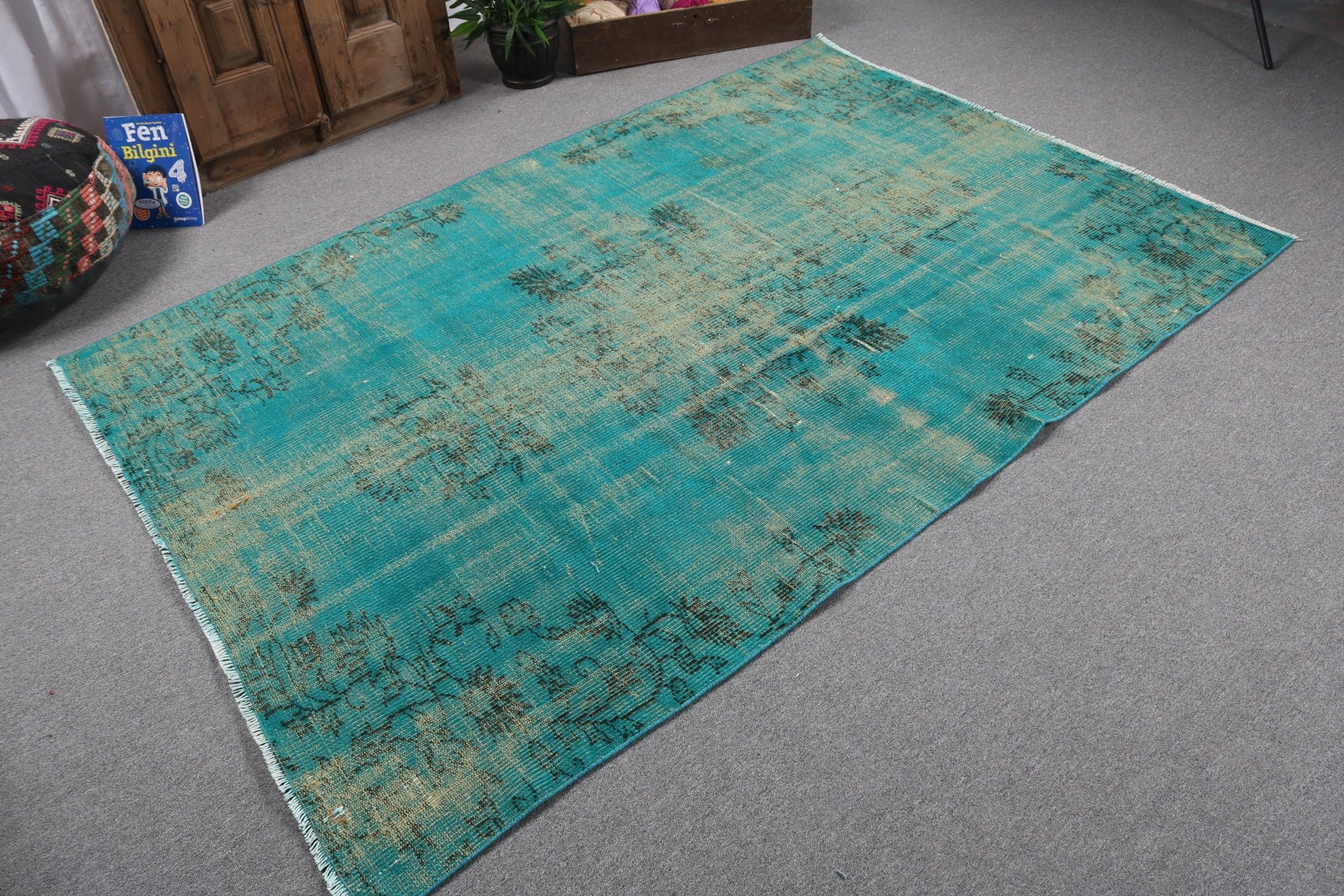 Green Modern Rug, Bedroom Rug, Luxury Rugs, 5.1x7.4 ft Area Rug, Vintage Rugs, Cool Rug, Turkish Rugs, Flatweave Rugs, Rugs for Bedroom