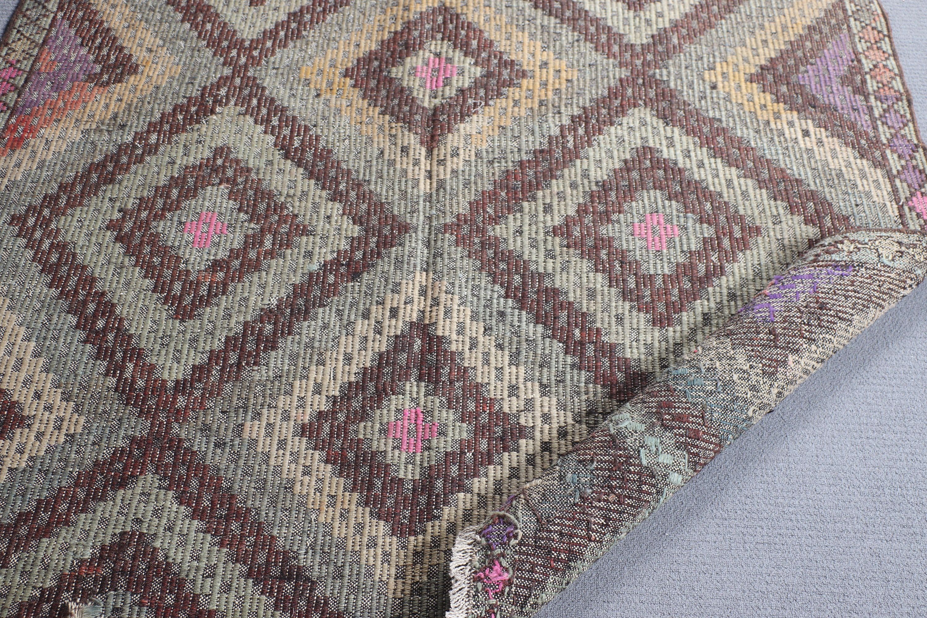 Geometrik Halılar, Vintage Halı, Kahverengi Oryantal Halı, Kilim, Anadolu Halıları, Türk Halısı, Kabile Halıları, 5.2x9.6 ft Büyük Halı, Büyük Oushak Halıları