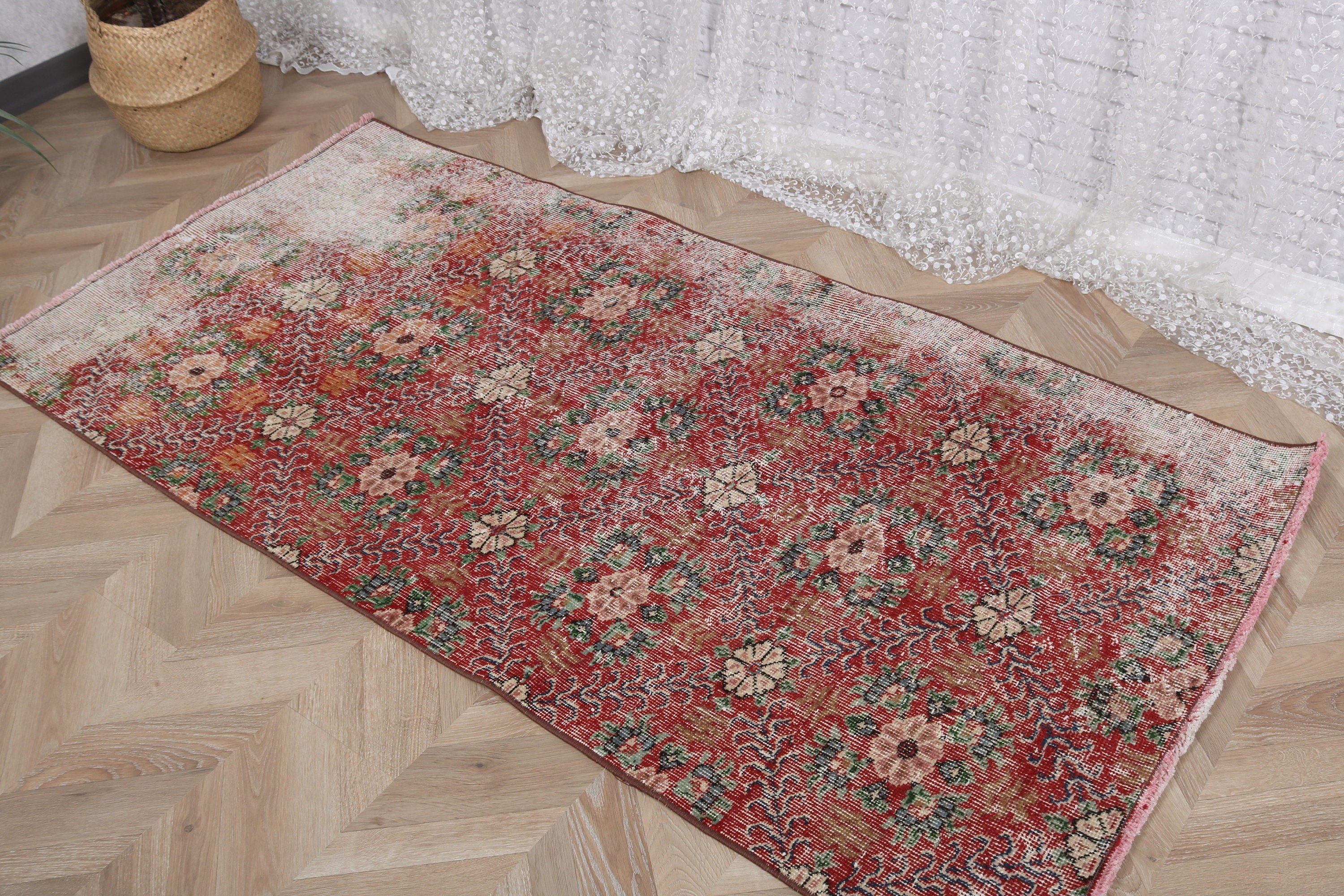 Vintage Rug, Entry Rugs, Rugs for Kitchen, Red Cool Rug, Nursery Rugs, Turkish Rugs, Anatolian Rugs, 3.1x6.4 ft Accent Rug, Oriental Rug