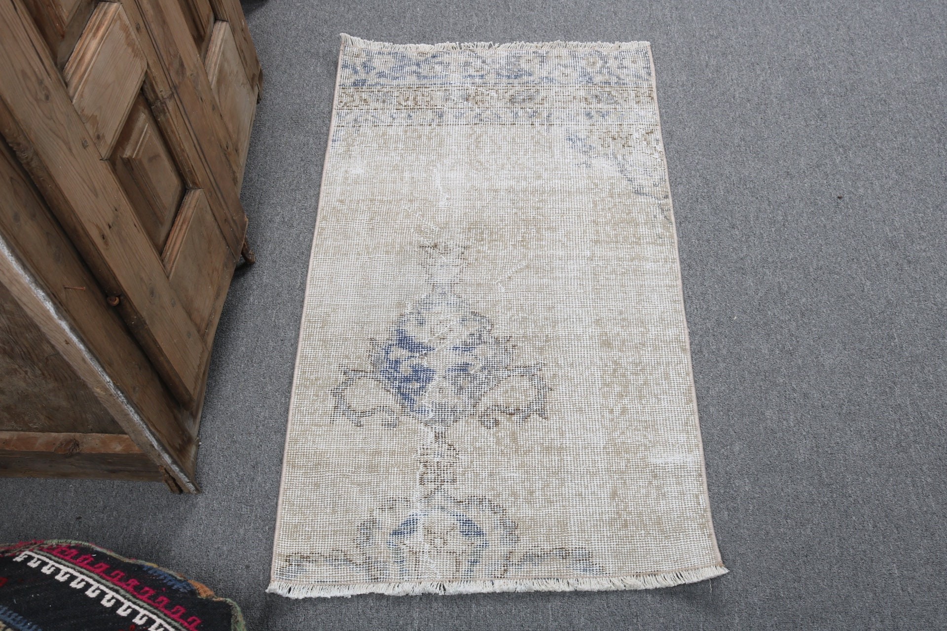 Oushak Halıları, 2x3,4 ft Küçük Halılar, Vintage Halılar, Havalı Halı, Küçük Alan Halıları, Türk Halısı, Küçük Boho Halıları, Mutfak Halısı, Bej Boho Halıları