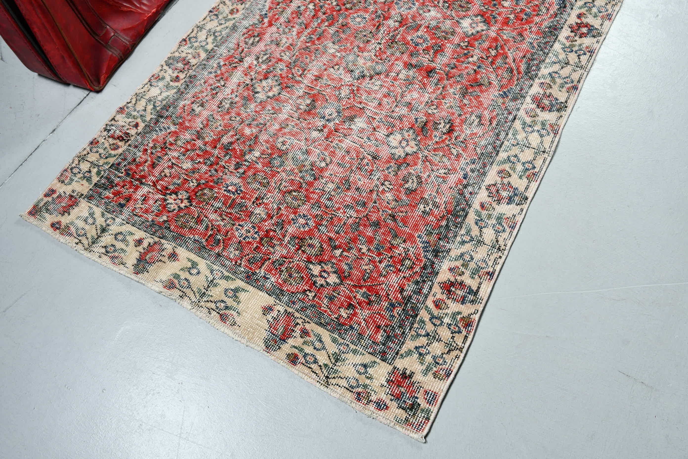 Vintage Halılar, 3,5x6,4 ft Aksan Halıları, Mutfak Halısı, Tasarımcı Halıları, Giriş Halısı, Türk Halısı, Kırmızı Oryantal Halı, Anadolu Halıları