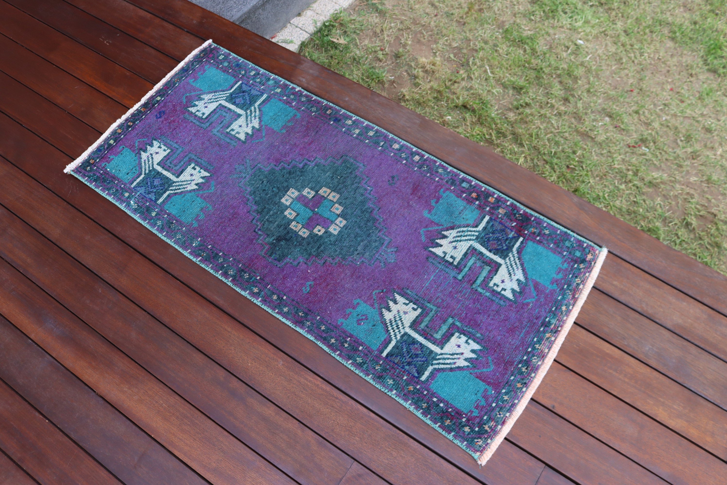 Purple  1.7x3.7 ft Small Rugs, Handwoven Rug, Door Mat Rug, Bath Rug, Turkish Rug, Office Rug, Geometric Rugs, Vintage Rugs