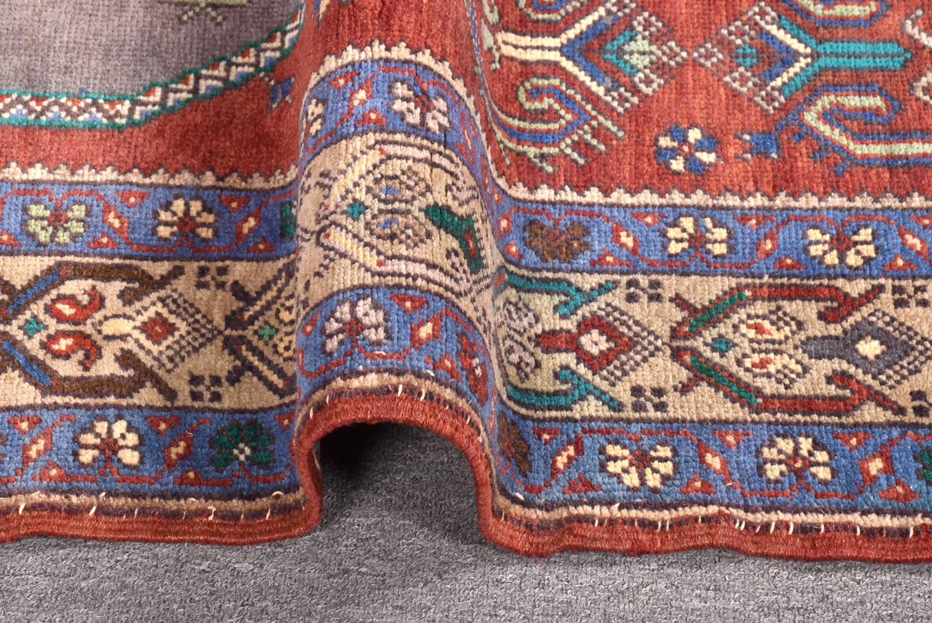 Kırmızı Oushak Halılar, Vintage Halılar, Türk Halıları, 3,9x7,4 ft Alan Halıları, Boho Halı, Boho Bölge Halıları, Etnik Halı, Mutfak Halısı, Vintage Alan Halıları