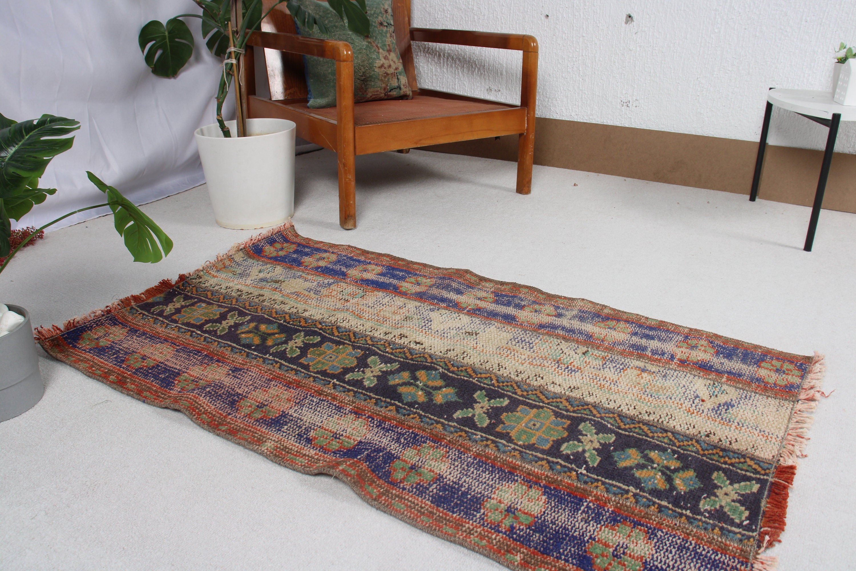 Vintage Halı, Lüks Halı, Mutfak Halıları, Kabile Halıları, 2.4x4.1 ft Küçük Halı, Duvara Asılı Halılar, Mavi Yatak Odası Halıları, Ev Dekorasyonu Halısı, Türk Halısı