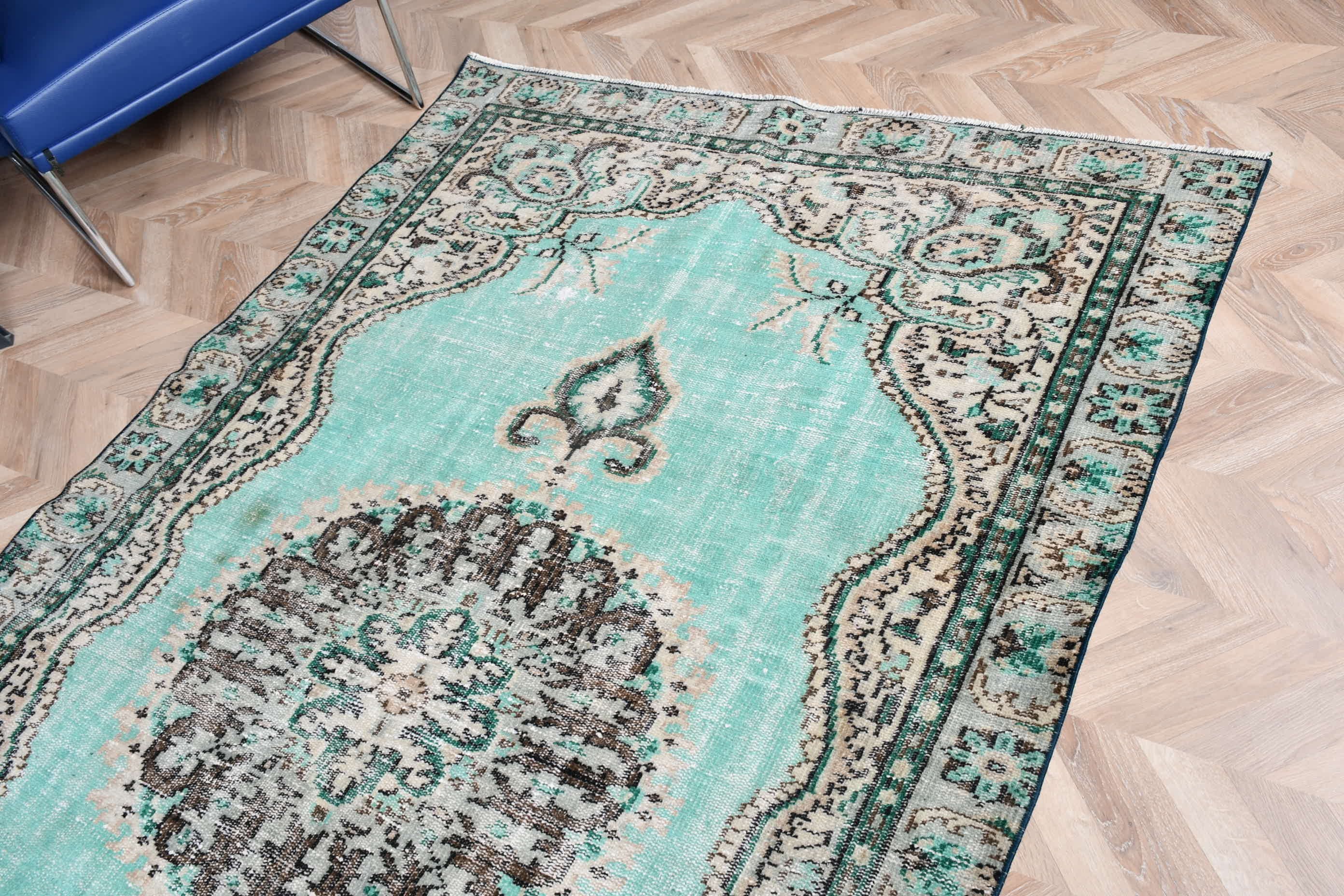 Fas Halıları, Yeşil Fas Halıları, Yer Halıları, Oturma Odası Halısı, Vintage Halı, 4,9x8,7 ft Büyük Halı, Salon Halısı, Sevimli Halı, Türk Halıları