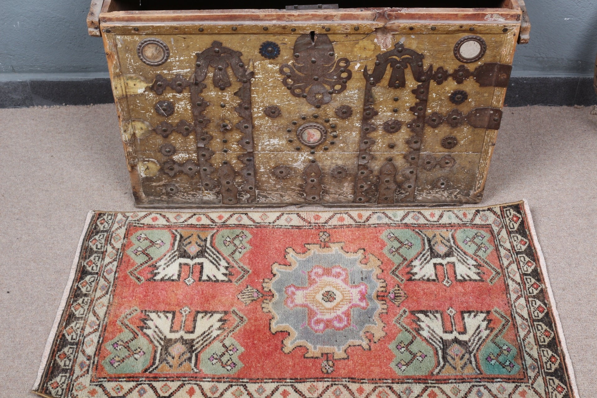 Oryantal Halı, Mutfak Halıları, Araba Paspas Halıları, Vintage Halılar, Yatak Odası Halısı, Türk Halıları, Kırmızı 1.6x3.2 ft Küçük Halı, Havalı Halı