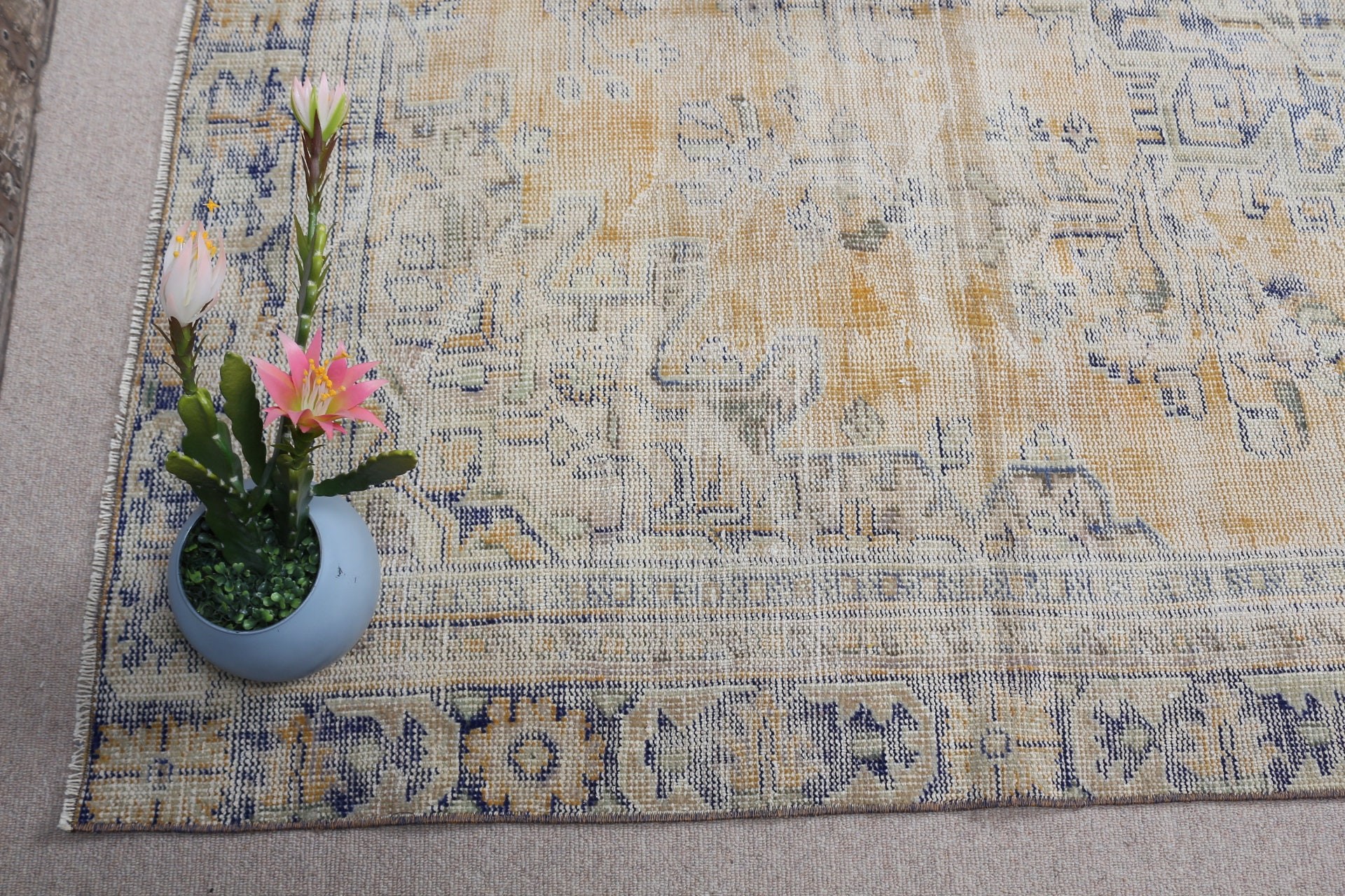 Vintage Rugs, 5.9x8.9 ft Large Rug, Orange Oushak Rug, Living Room Rug, Turkish Rug, Dining Room Rug, Boho Rugs, Moroccan Rug