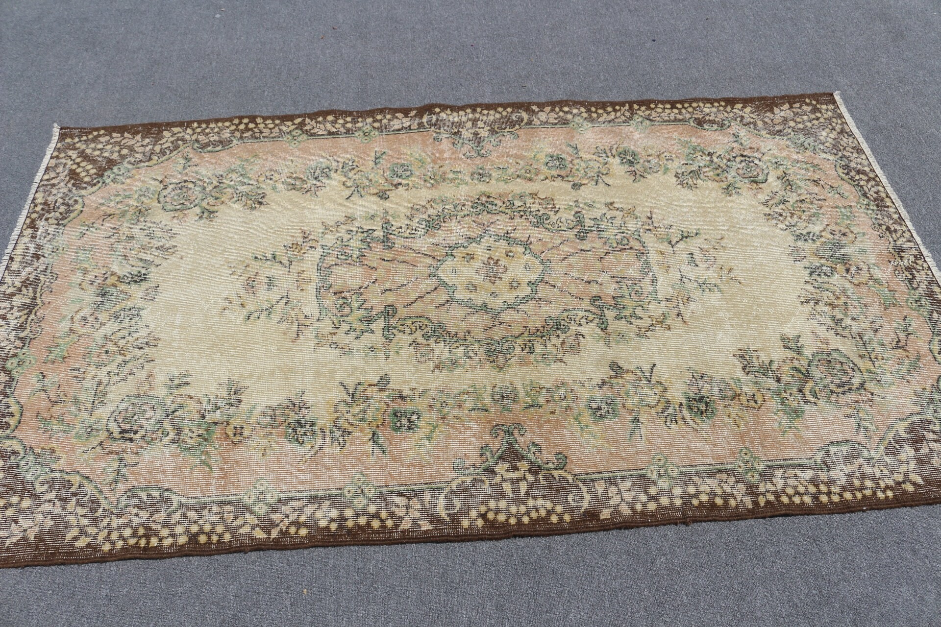 Living Room Rug, 3.9x6.8 ft Area Rugs, Antique Rugs, Brown Home Decor Rug, Rugs for Floor, Turkish Rugs, Floor Rug, Vintage Rug, Wool Rug