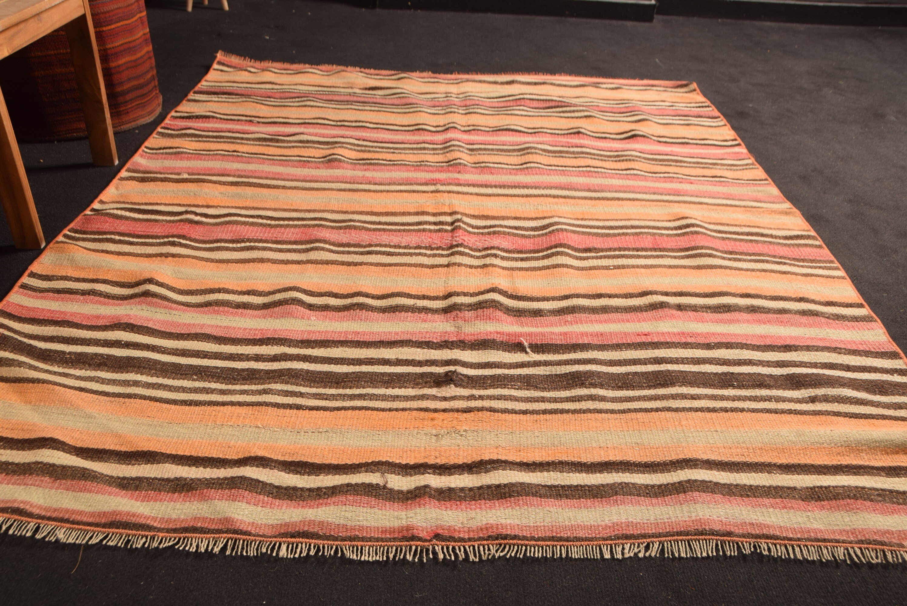 Kilim, Vintage Halı, Yatak Odası Halısı, 4.9x5.9 ft Alan Halısı, Yatak Odası Halıları, Turuncu Soğuk Halılar, Anadolu Halısı, Çocuk Halıları, Türk Halısı, Eski Halı