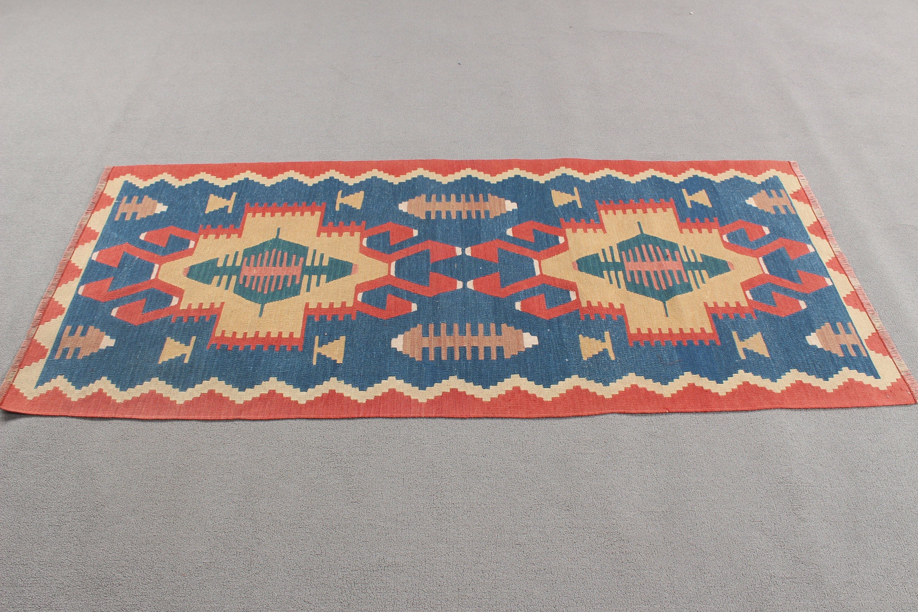 Vintage Halılar, Türk Halısı, Çocuk Halıları, Kilim, 2.7x6 ft Aksan Halıları, Nötr Halı, Mavi Nötr Halılar, Mutfak Halıları, Anadolu Halıları