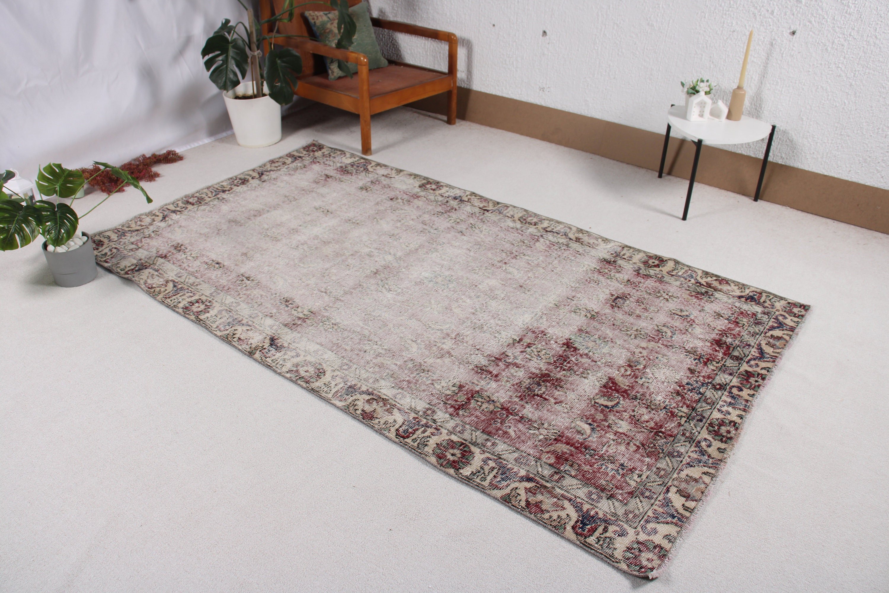 4.5x8 ft Alan Halısı, Yer Halısı, Oturma Odası Halısı, Oturma Odası Halıları, Boho Halıları, Kırmızı Yün Halıları, Vintage Halılar, Boho Alan Halıları, Türk Halısı