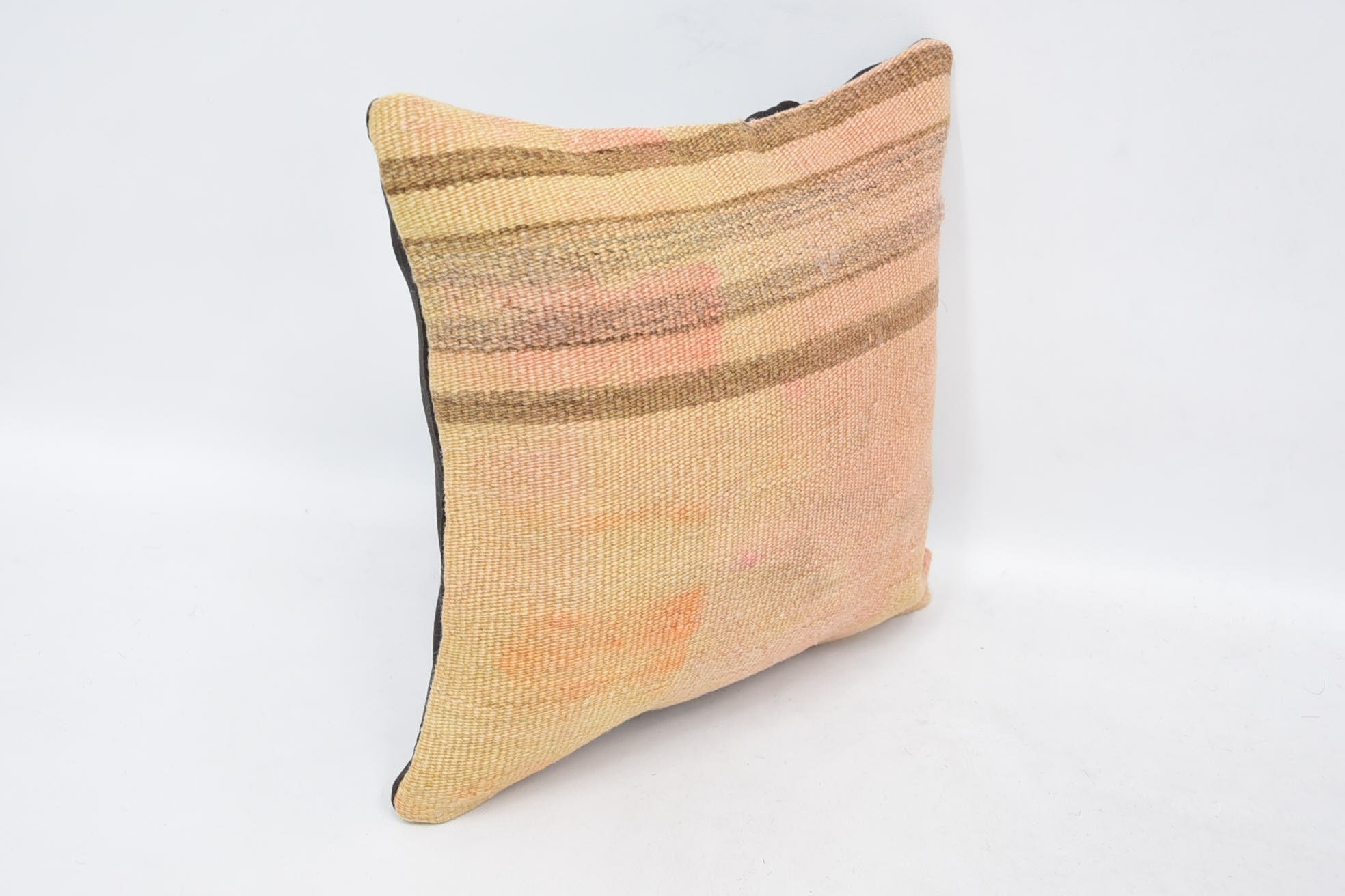 Meditation Cushion Case, Boho Pillow Sham Cover, Turkish Kilim Pillow, 12"x12" Beige Cushion Case, Turkish Pillow