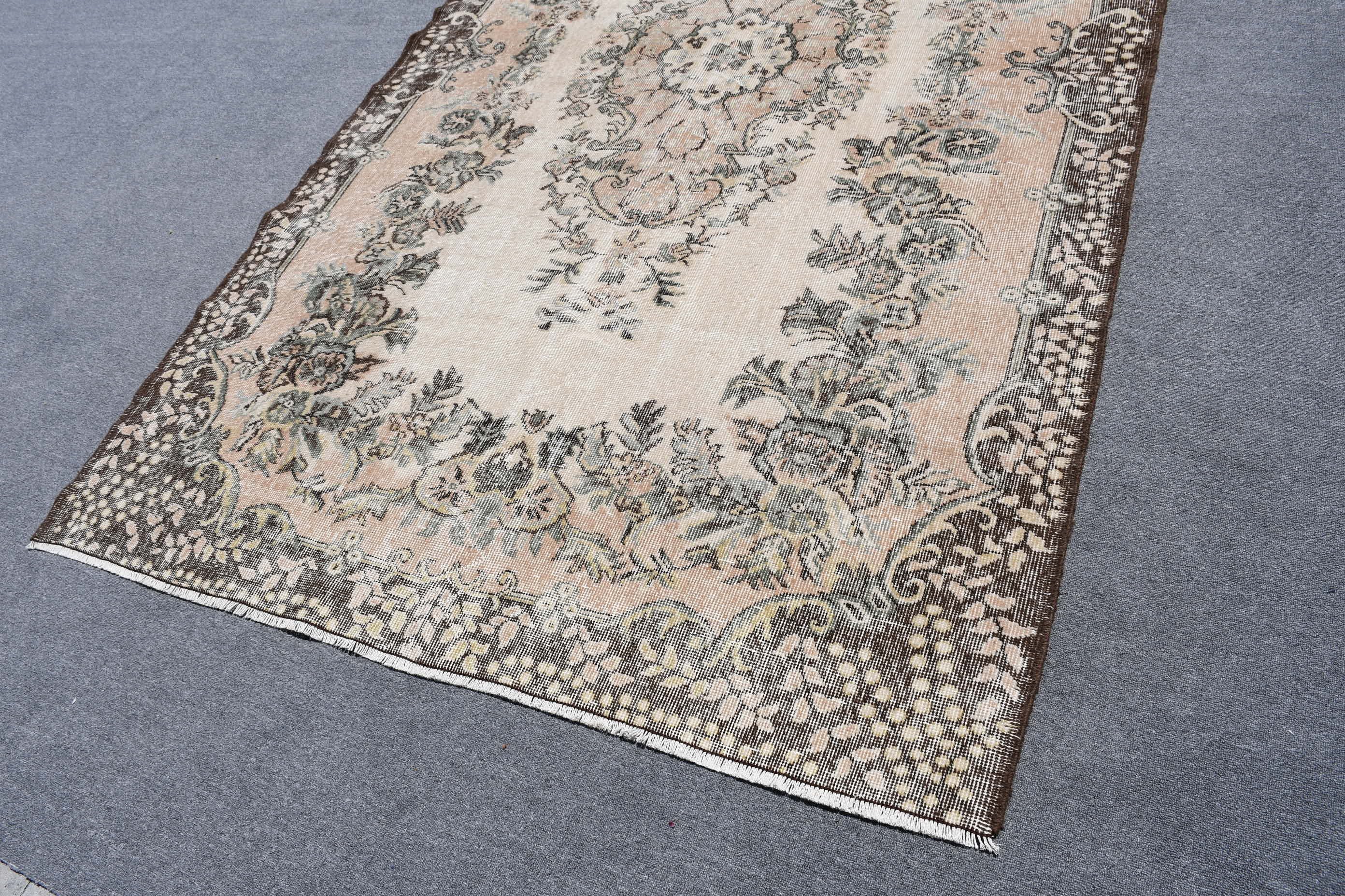 Türk Halısı, 5.7x9.4 ft Büyük Halı, Yemek Odası Halısı, Salon Halıları, Yatak Odası Halıları, Vintage Halılar, Sevimli Halı, Bej Oryantal Halı, Anadolu Halısı