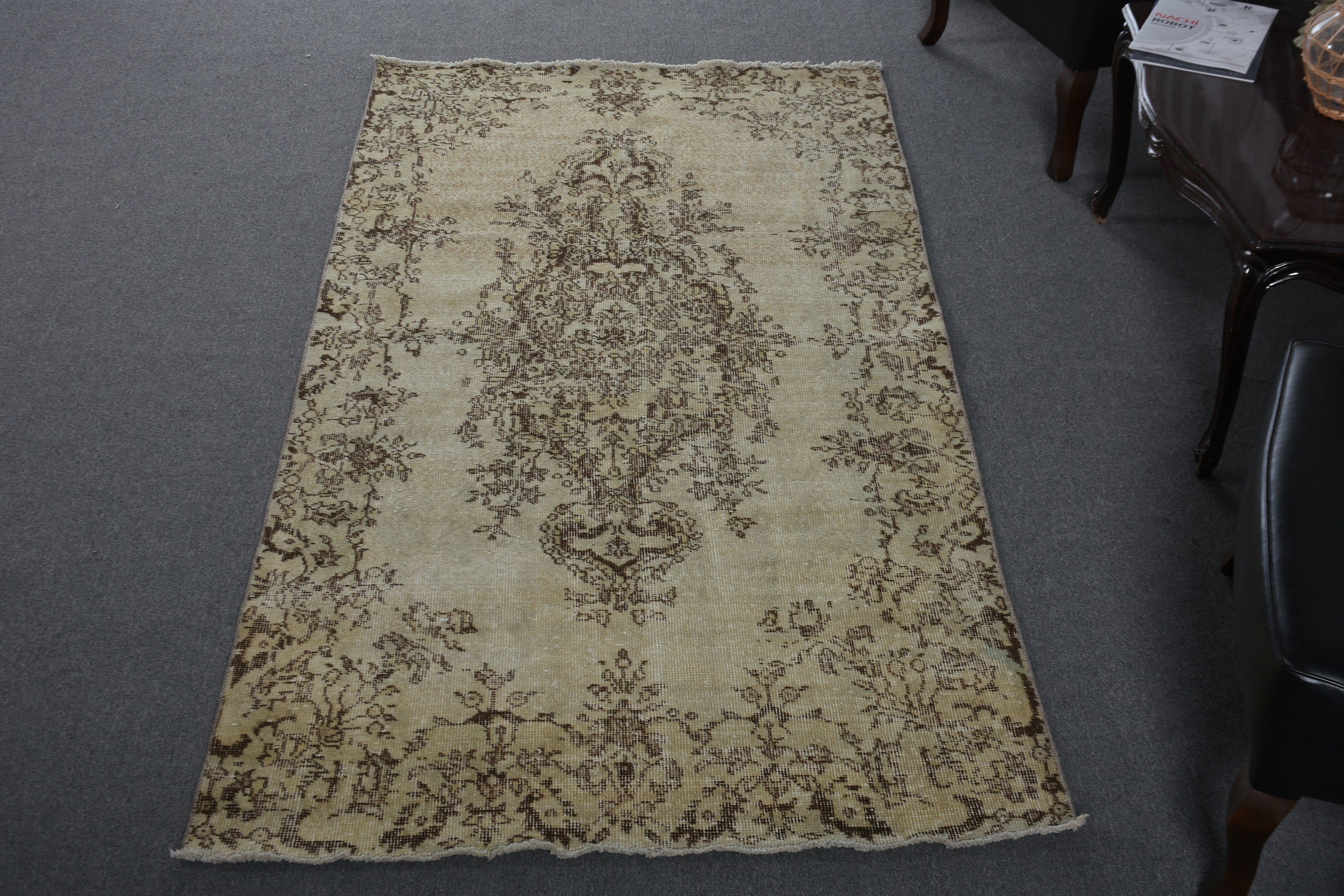 Kitchen Rug, Wedding Rug, Beige Antique Rugs, 3.8x7.5 ft Area Rug, Oushak Rug, Bedroom Rugs, Turkish Rug, Vintage Rugs, Anatolian Rug