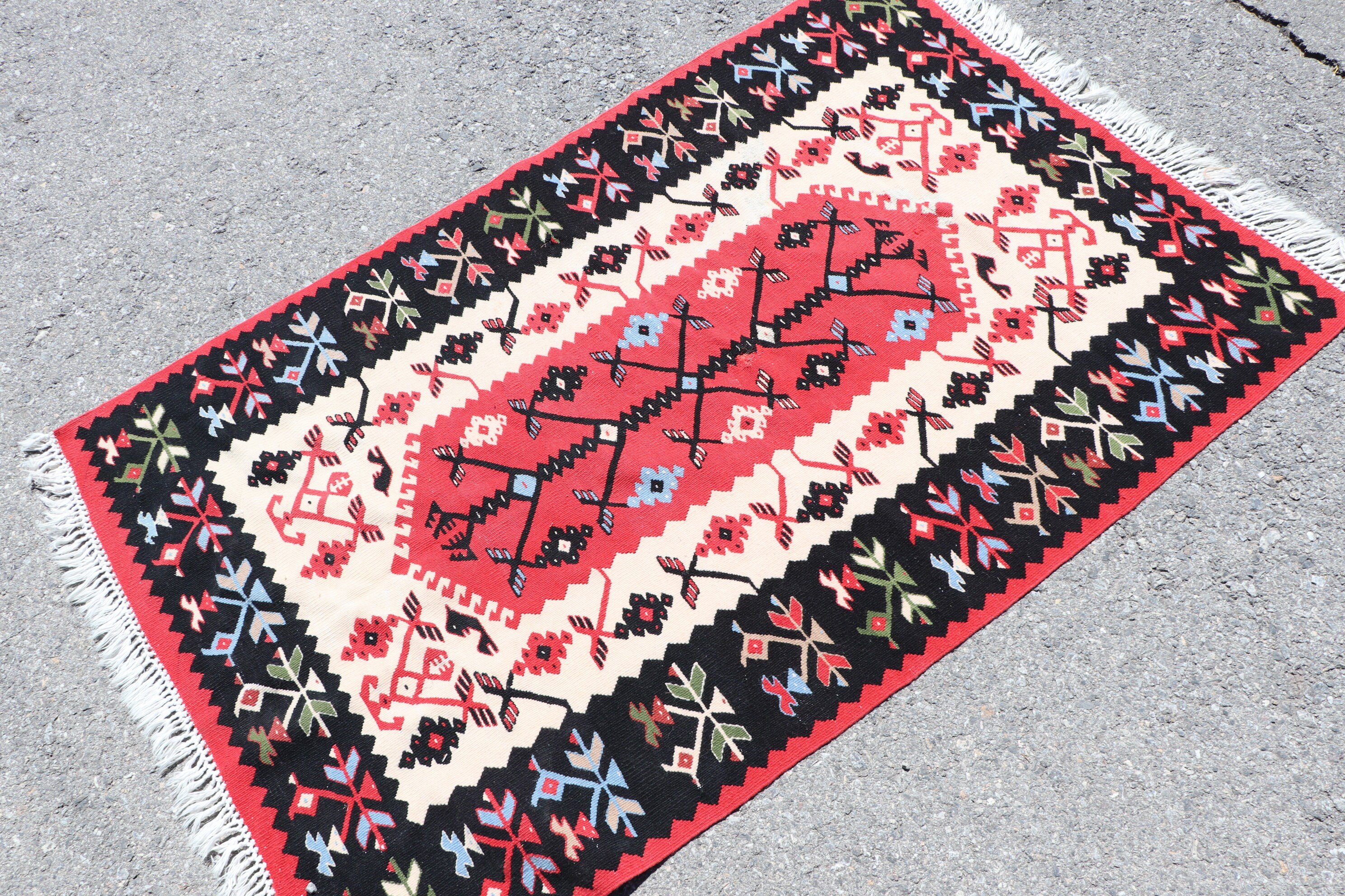 3.1x4.7 ft Small Rugs, White Floor Rugs, Wall Hanging Rug, Vintage Rug, Oushak Rug, Moroccan Rugs, Car Mat Rug, Kilim, Old Rug, Turkish Rug