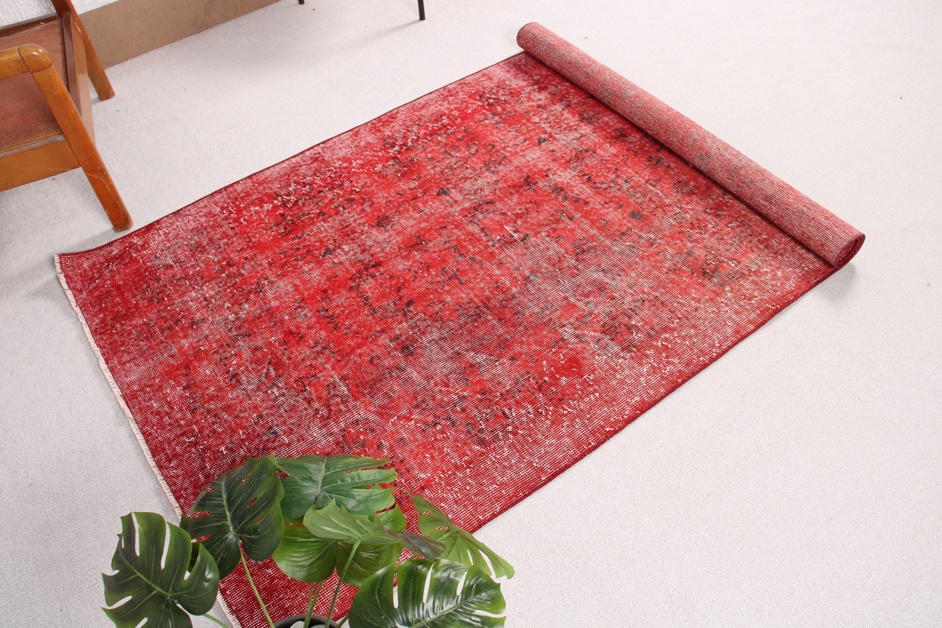 Wool Rugs, Tribal Rug, Flatweave Rugs, Kitchen Rug, Turkish Rug, Red Neutral Rug, Rugs for Vintage Area, Vintage Rug, 3.7x6.7 ft Area Rug