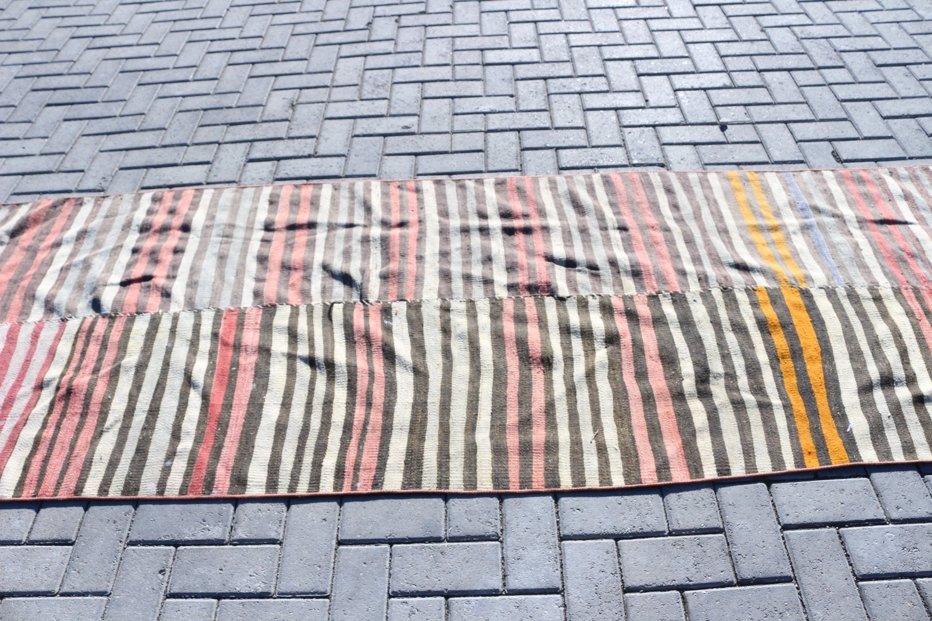 Kilim, Bej Ev Dekorasyonu Halısı, Merdiven Halıları, Yatak Odası Halıları, Türk Halıları, 3.3x10 ft Runner Halısı, Koridor Halısı, Sanat Halısı, Vintage Halı, Anadolu Halısı