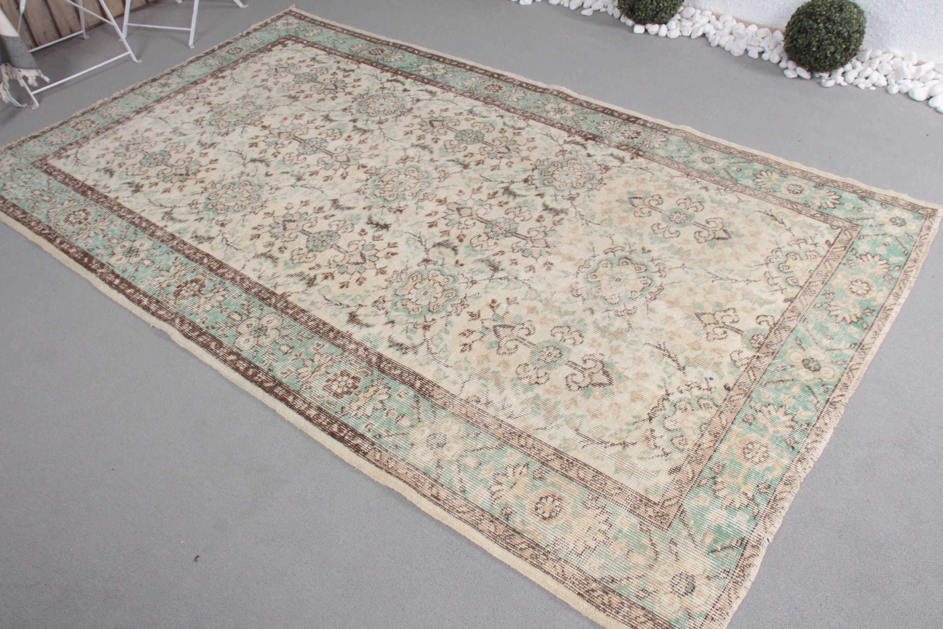 5.2x8.6 ft Büyük Halı, Vintage Halı, Türk Halısı, Salon Halısı, Oryantal Halı, Oturma Odası Halısı, Salon Halıları, Bej Yer Halıları, Anadolu Halısı