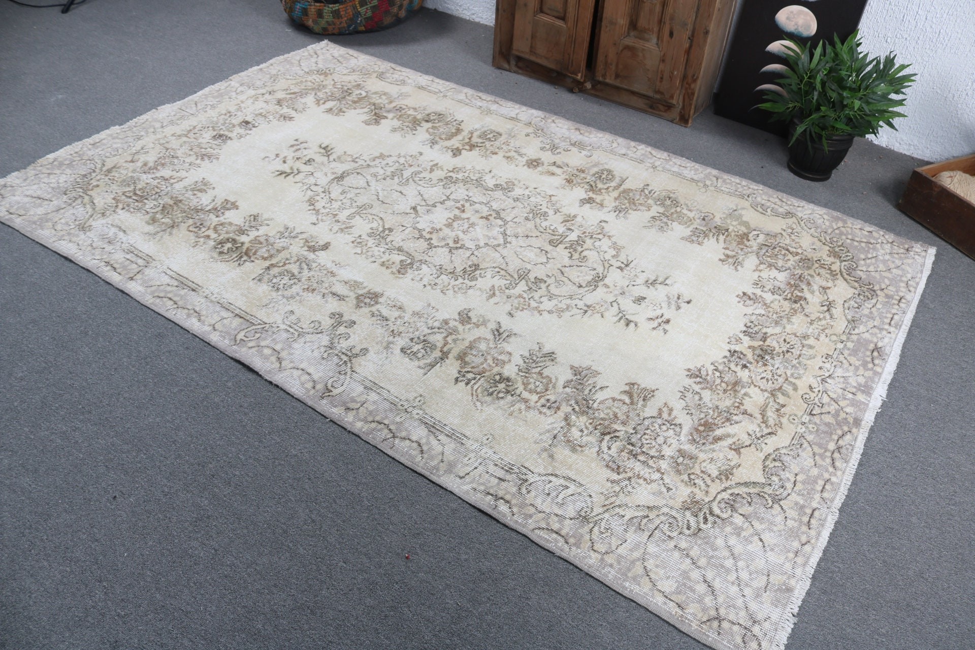 Türk Halıları, Vintage Halı, Büyük Boho Halıları, Boho Halıları, Oturma Odası Halısı, Oryantal Halı, Türkiye Halısı, 5.2x8.2 ft Büyük Halılar, Bej Yatak Odası Halısı