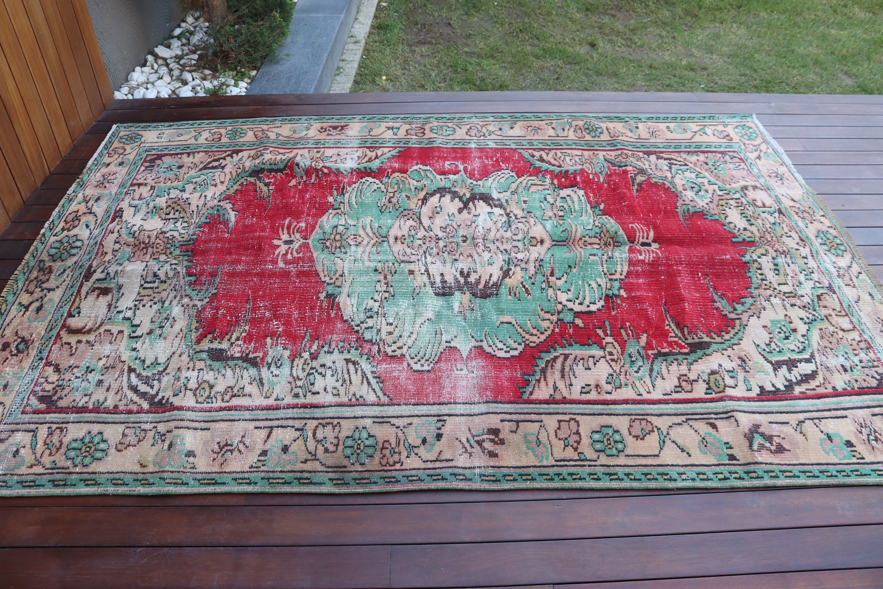 Türk Halıları, Vintage Halı, Kırmızı Fas Halısı, Anadolu Halısı, Büyük Oushak Halıları, Yer Halısı, Büyük Boho Halıları, 5.4x8 ft Büyük Halı