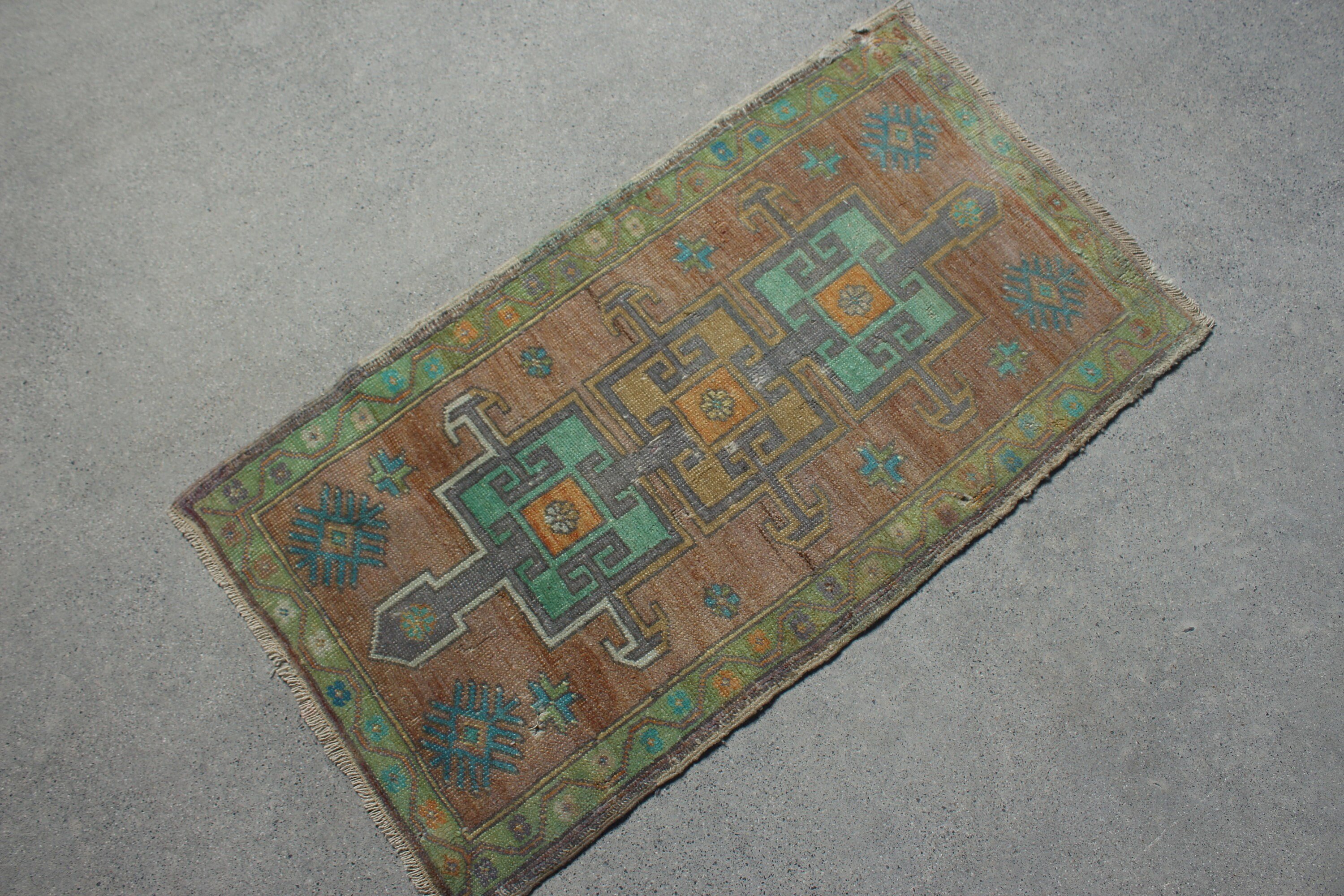 Turkish Rug, Brown Cool Rug, Bathroom Rugs, Vintage Rugs, Car Mat Rug, Bedroom Rug, Antique Rug, Rugs for Door Mat, 1.7x3.2 ft Small Rugs