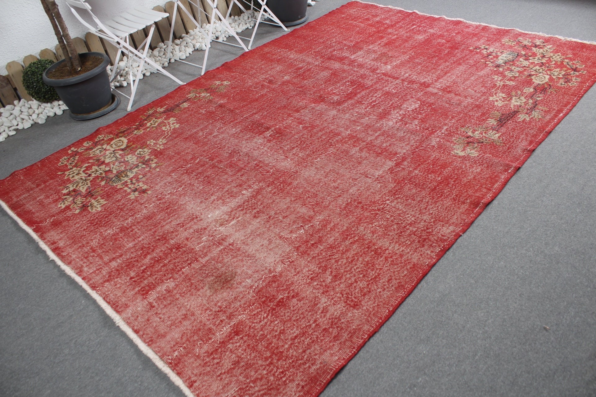 Red Moroccan Rugs, Vintage Rug, Oriental Rug, Salon Rugs, Muted Rug, Kitchen Rug, Dining Room Rugs, Turkish Rugs, 6.9x10.4 ft Oversize Rug