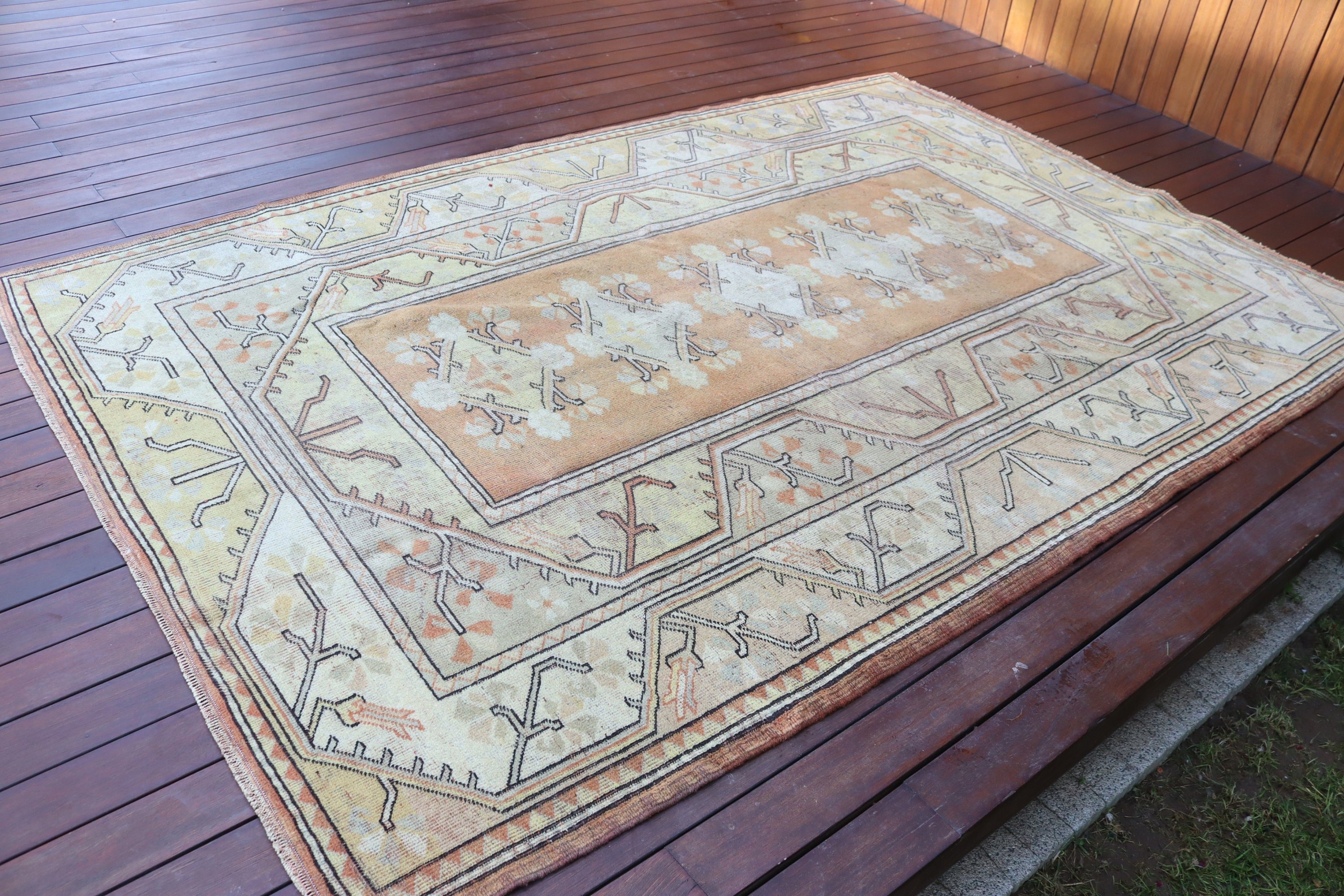 Orange Handwoven Rugs, Dining Room Rug, Vintage Rug, Modern Rug, Turkish Rugs, Salon Rugs, Cool Rug, 5.4x8.1 ft Large Rugs