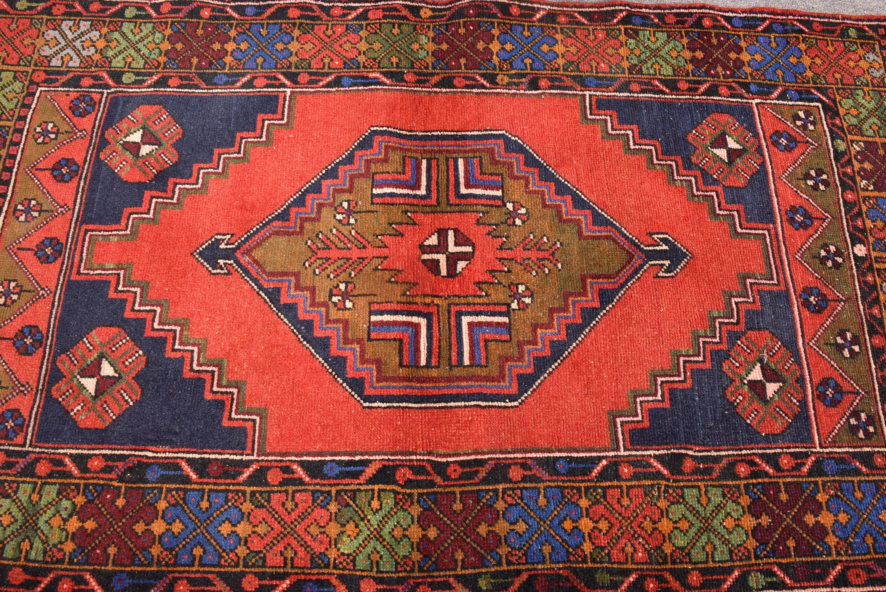 Boho Accent Halılar, Kırmızı El Dokuma Halı, Vintage Halı, Yatak Odası Halısı, Oushak Halı, 3,2x5,3 ft Accent Halı, Vintage Accent Halılar, Türk Halısı