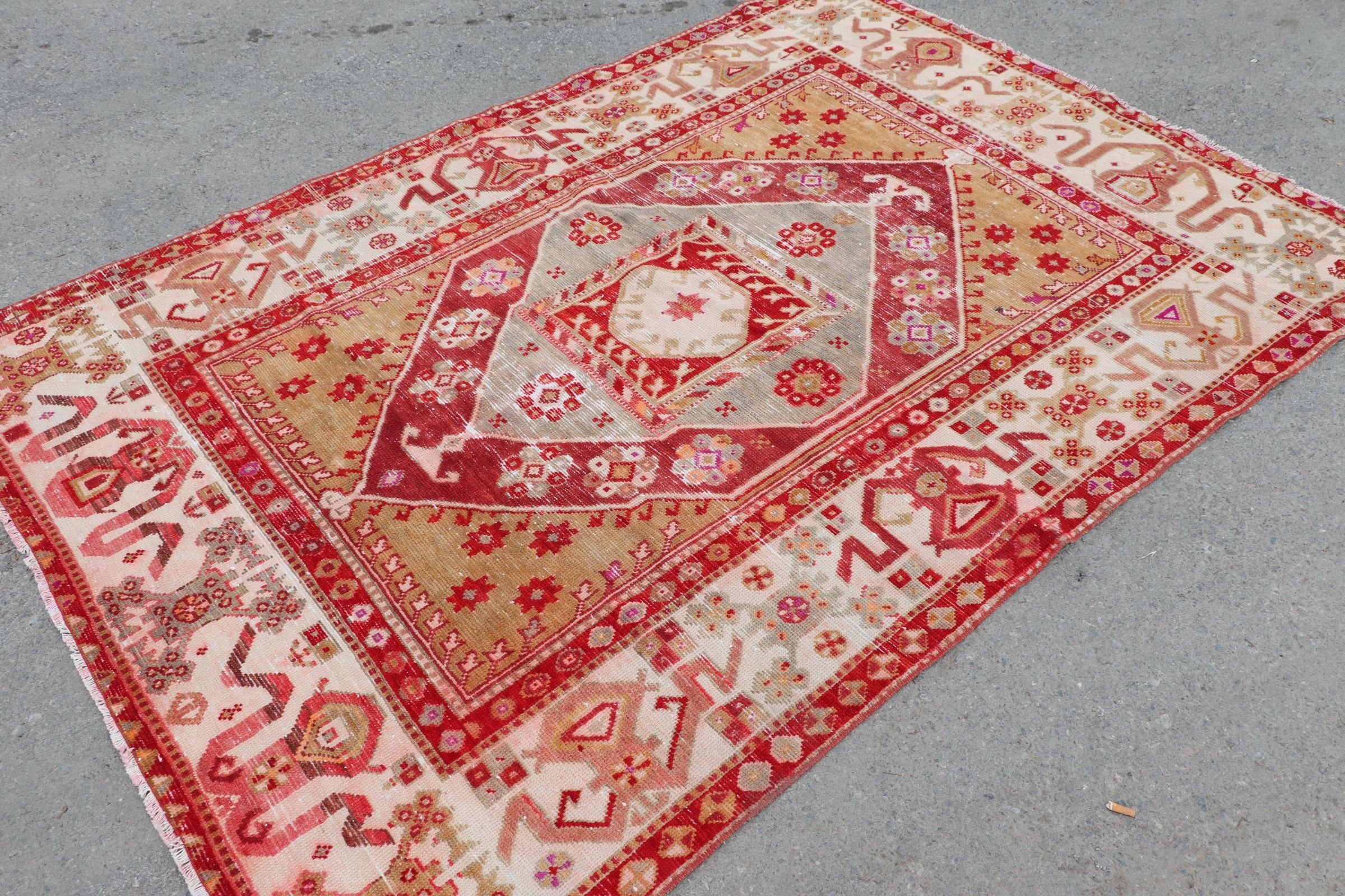 Vintage Rugs, 5.4x7.7 ft Large Rugs, Turkish Rugs, Red Oriental Rug, Living Room Rug, Anatolian Rugs, Dining Room Rug