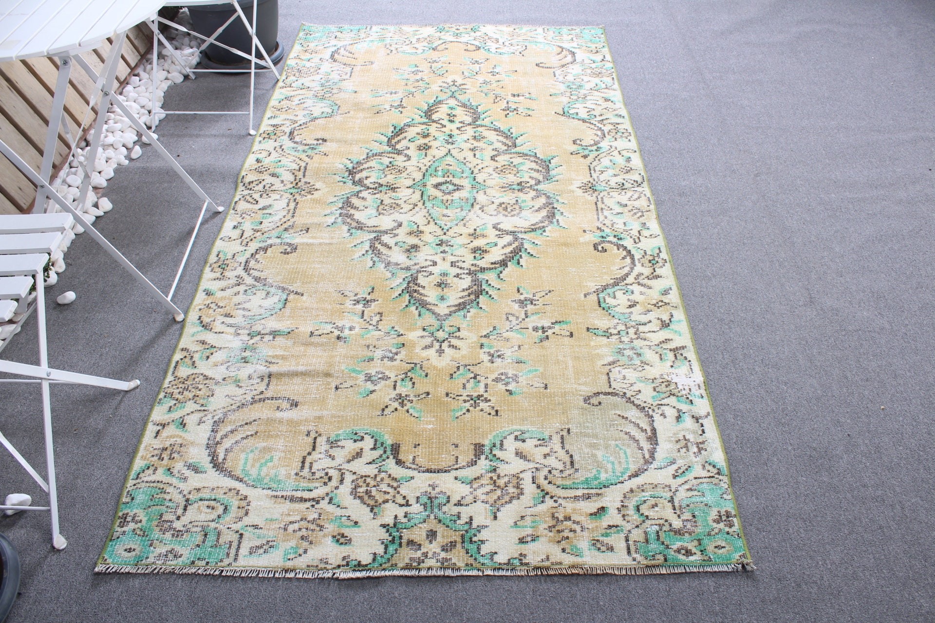 Türk Halısı, Çocuk Halısı, Vintage Halılar, Ev Dekorasyonu Halıları, 4.1x8 ft Alan Halısı, Bej Anadolu Halısı, Yemek Odası Halısı, Etnik Halı, Oryantal Halı