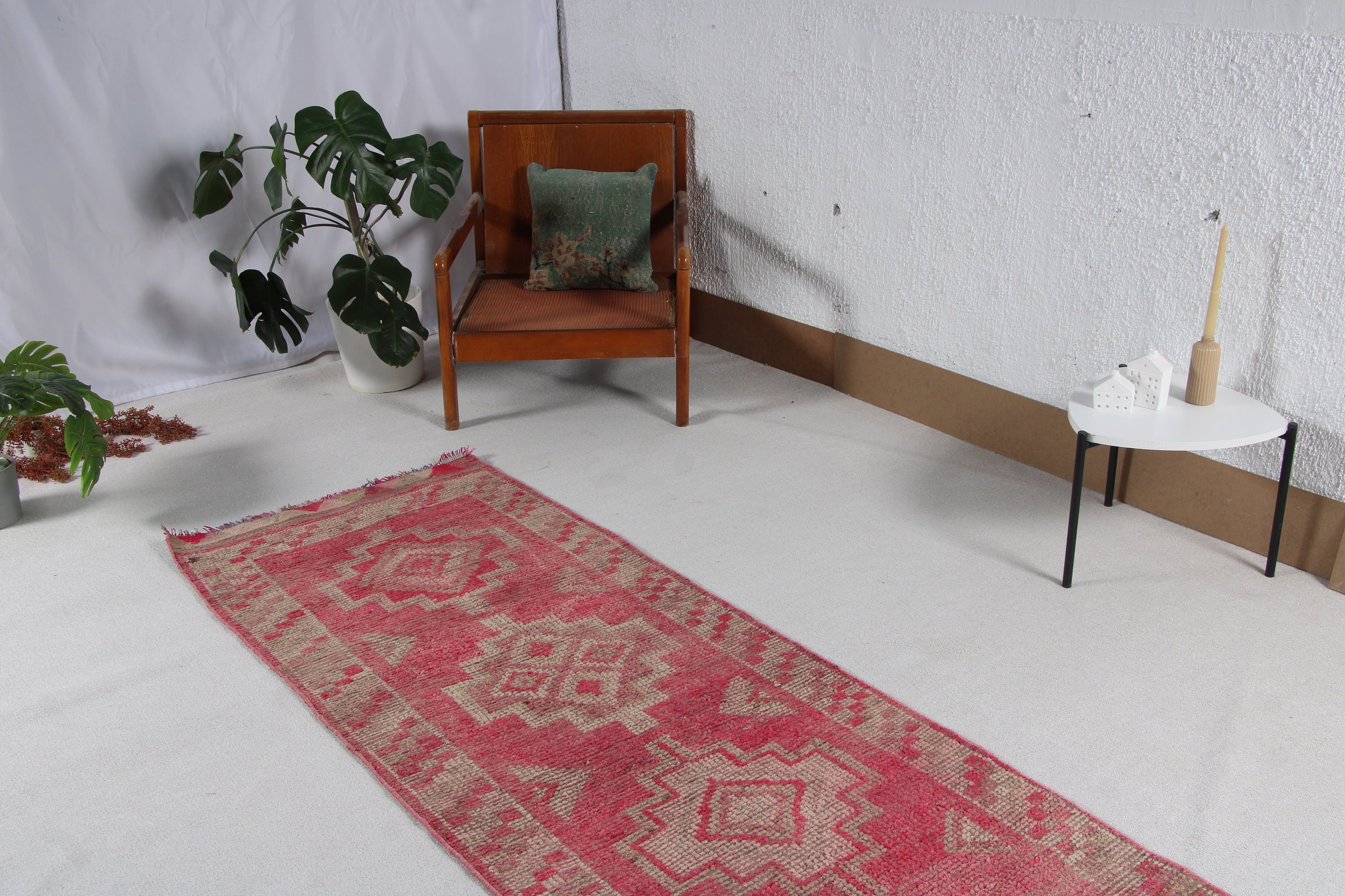 Türk Halıları, Vintage Halı, Lüks Halı, Koridor Halıları, Kırmızı 2.8x9.2 ft Runner Halısı, Havalı Halılar, Yün Halı, Vintage Runner Halıları