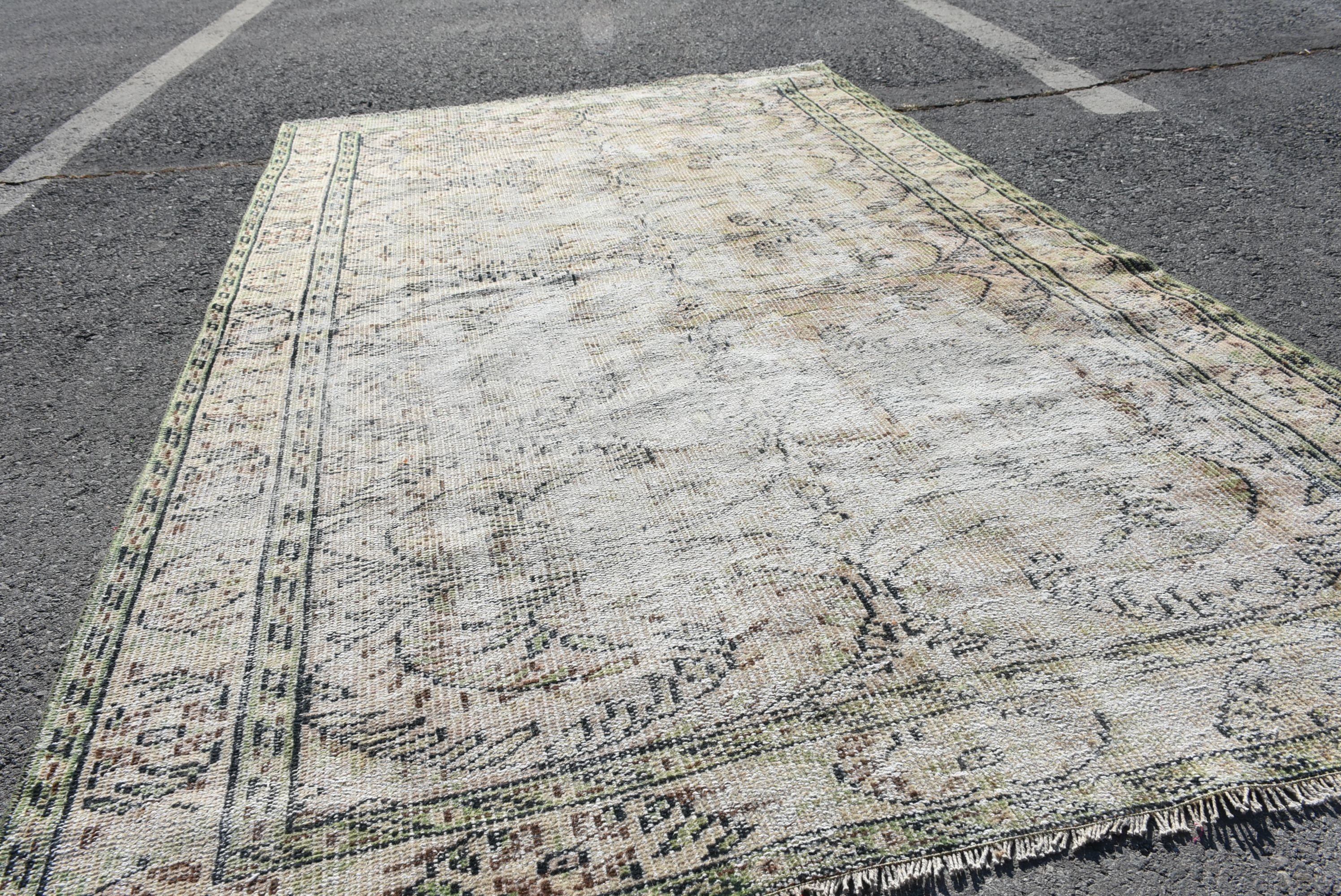 Living Room Rug, Kitchen Rug, Floor Rugs, Turkish Rug, Rugs for Bedroom, Cute Rug, Green Home Decor Rugs, 4.9x8.1 ft Area Rug, Vintage Rug