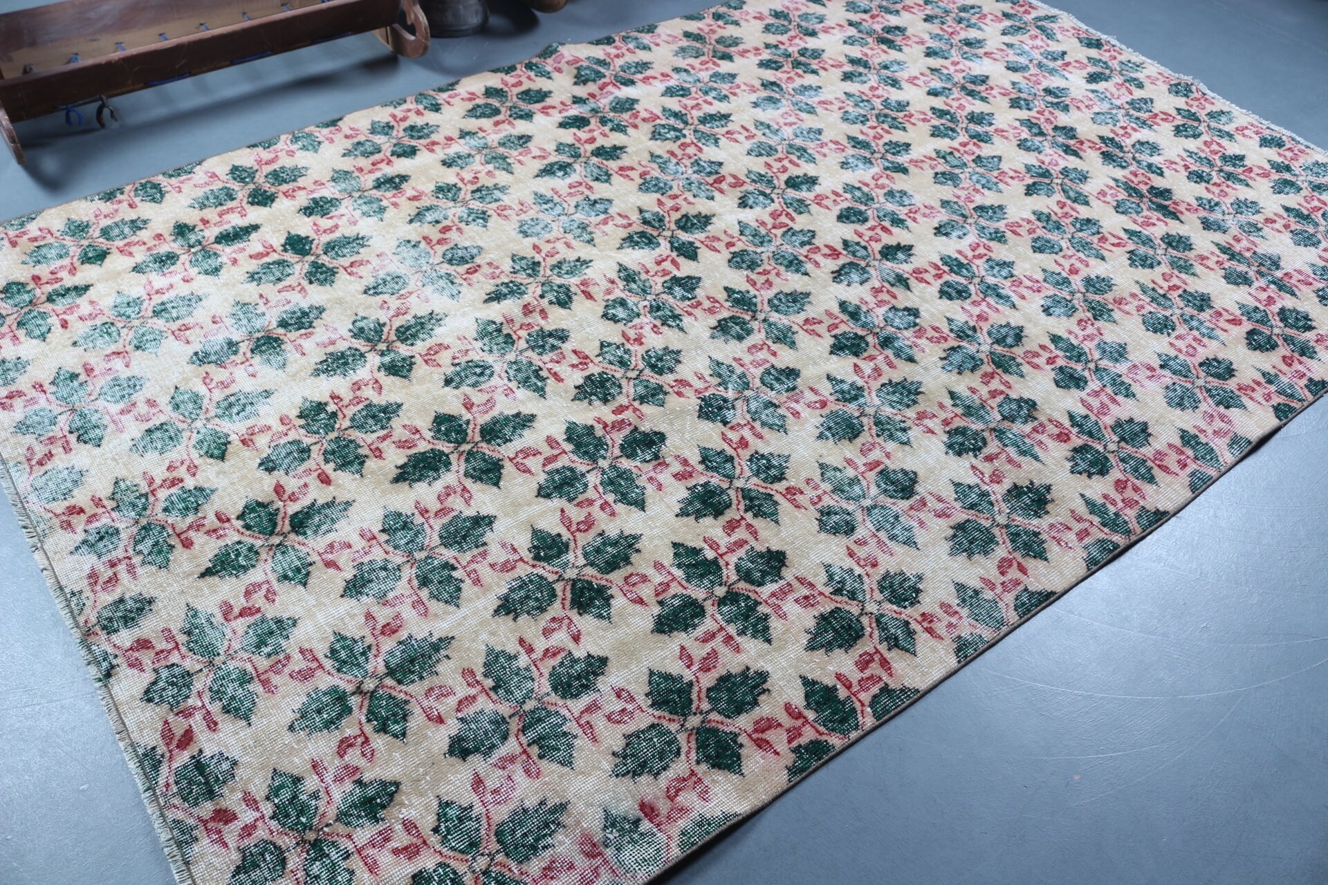 Kitchen Rug, Turkish Rug, Green Home Decor Rugs, Living Room Rugs, Vintage Rugs, Dining Room Rugs, 6x9.6 ft Large Rugs