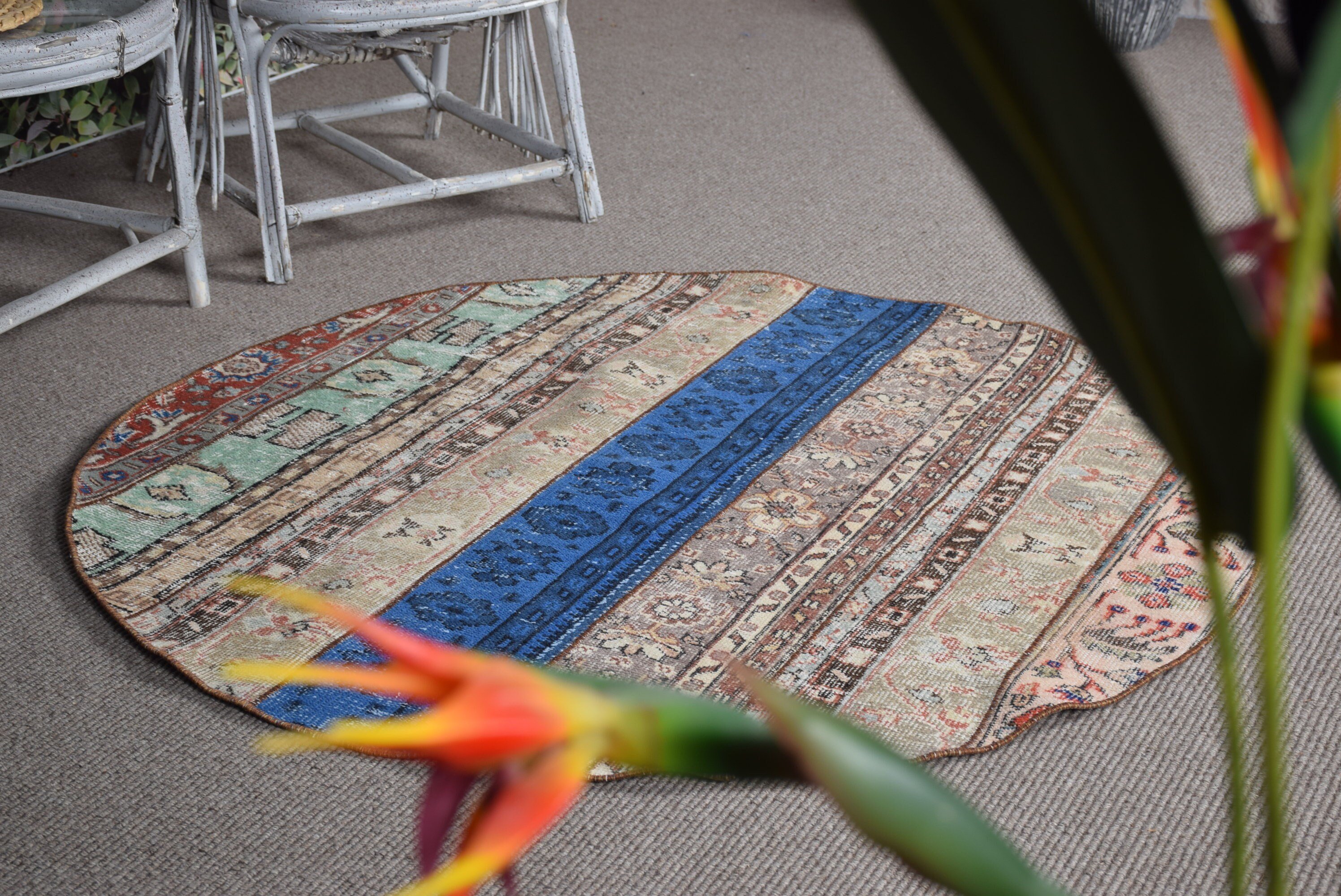 Bedroom Rug, Moroccan Rug, Blue Floor Rugs, Nursery Rugs, 4.4x4.4 ft Accent Rug, Old Rugs, Turkish Rugs, Vintage Rugs, Rugs for Nursery