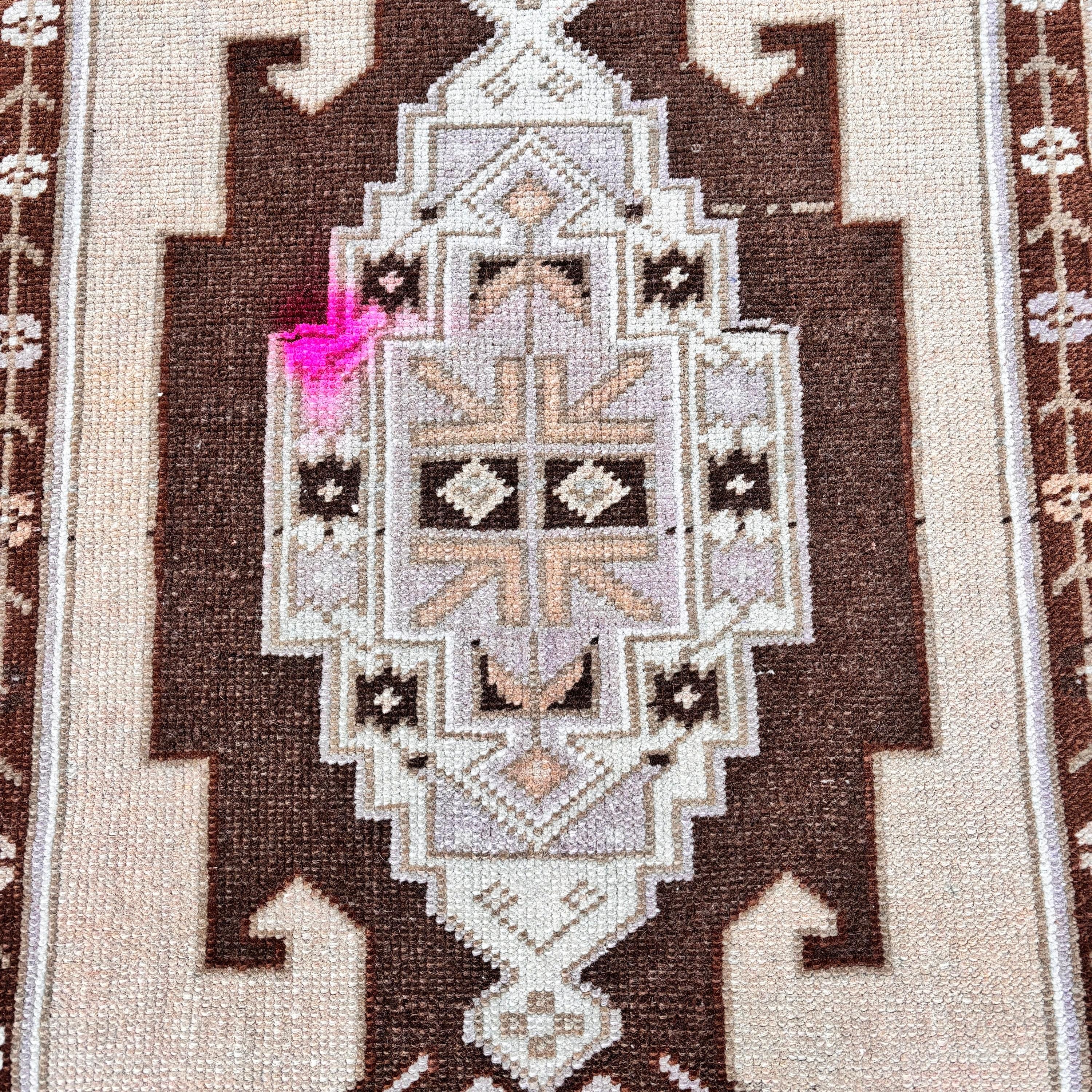 Car Mat Rug, Floor Rug, Kitchen Rugs, 1.6x3.2 ft Small Rug, Brown Geometric Rug, Flatweave Rugs, Vintage Rugs, Aztec Rug, Turkish Rug