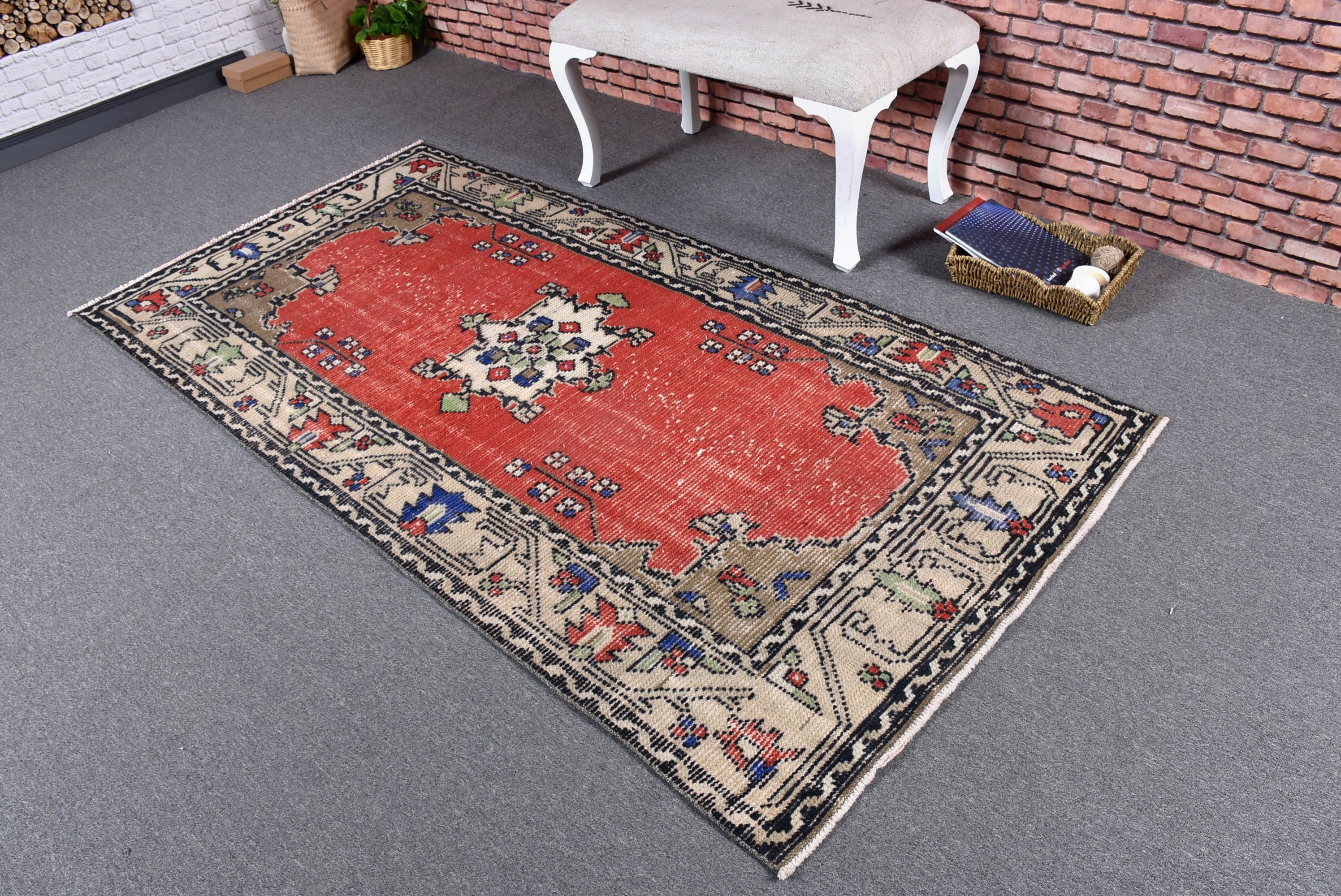 Boho Alan Halıları, Türk Halısı, Lüks Halı, Vintage Halılar, Bej Açıklama Halısı, Ev Dekor Halıları, İç Mekan Halıları, 3,7x7,4 ft Alan Halısı