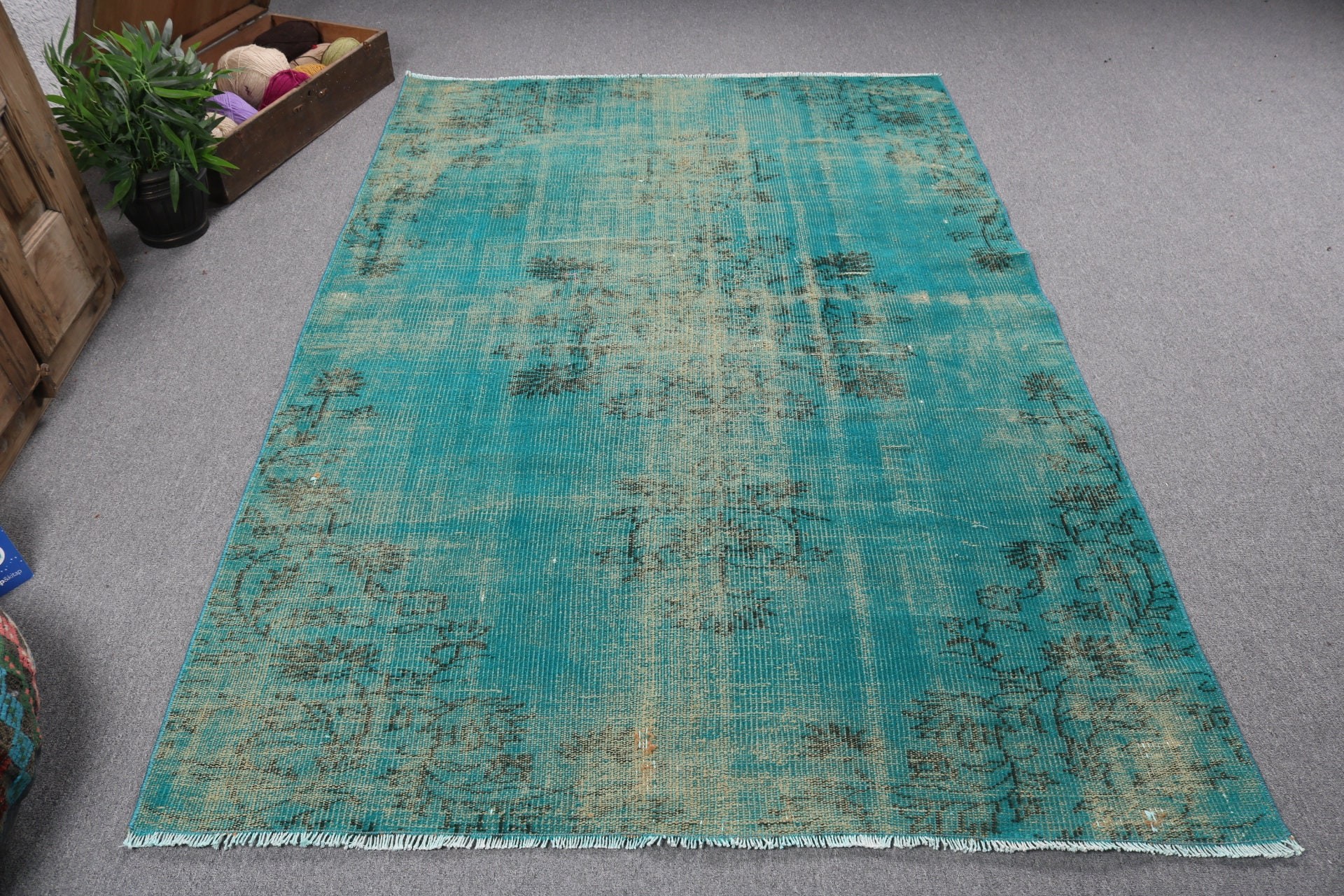 Green Modern Rug, Bedroom Rug, Luxury Rugs, 5.1x7.4 ft Area Rug, Vintage Rugs, Cool Rug, Turkish Rugs, Flatweave Rugs, Rugs for Bedroom