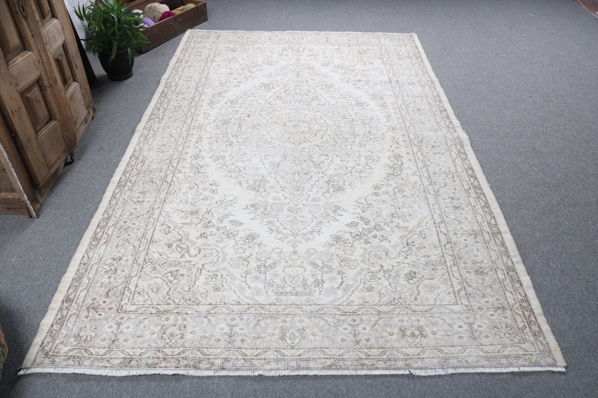 5.5x9 ft Büyük Halı, Salon Halısı, Türk Halısı, Düz Dokuma Halı, Bej Modern Halılar, Estetik Halı, Oryantal Halı, Oturma Odası Halısı, Vintage Halılar