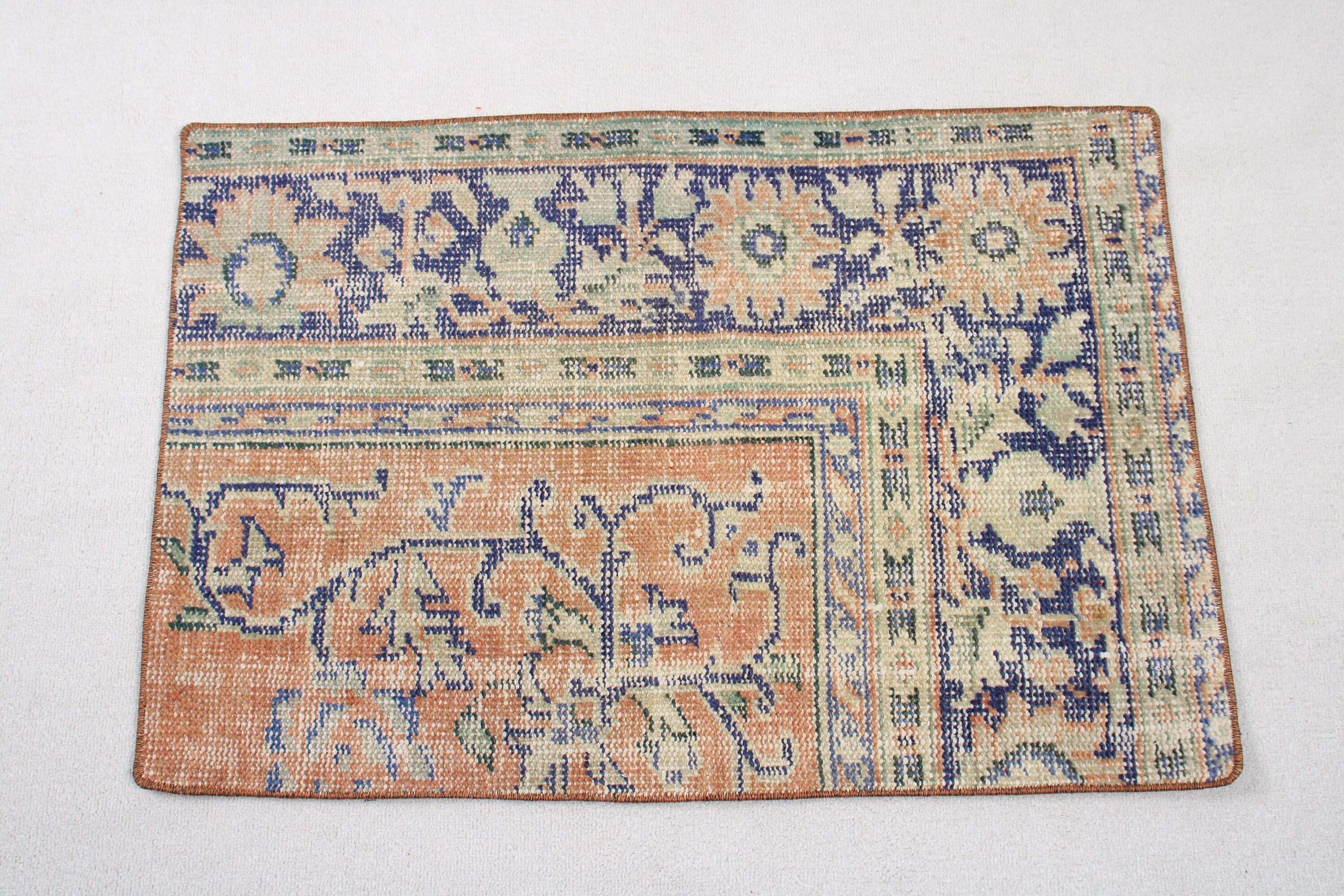 Turkish Rugs, 1.9x2.9 ft Small Rug, Car Mat Rug, Statement Rugs, Floor Rugs, Small Vintage Rug, Blue Modern Rug, Bohemian Rug, Vintage Rugs