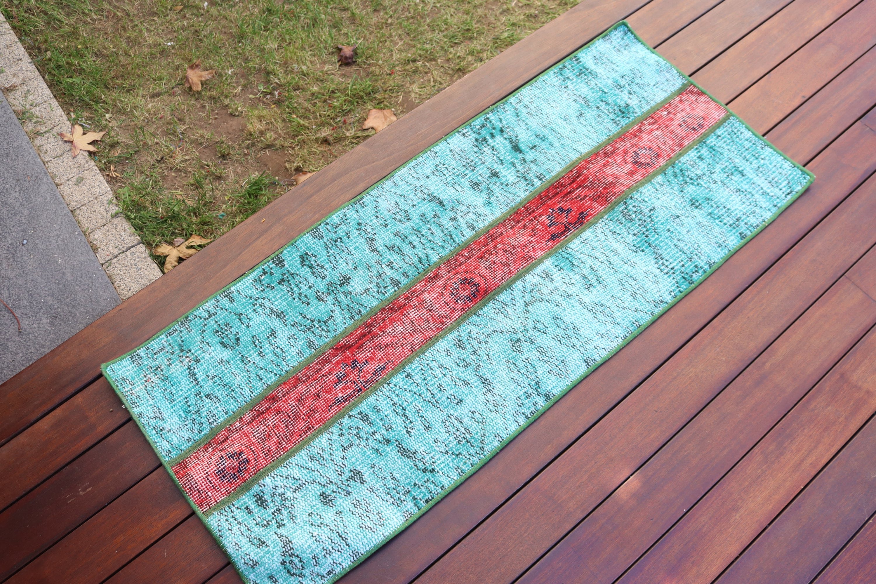 Aztec Rug, Statement Rug, Bedroom Rug, Turkish Rug, Green Antique Rug, 1.6x3.8 ft Small Rug, Wall Hanging Rugs, Vintage Rug, Flatweave Rugs