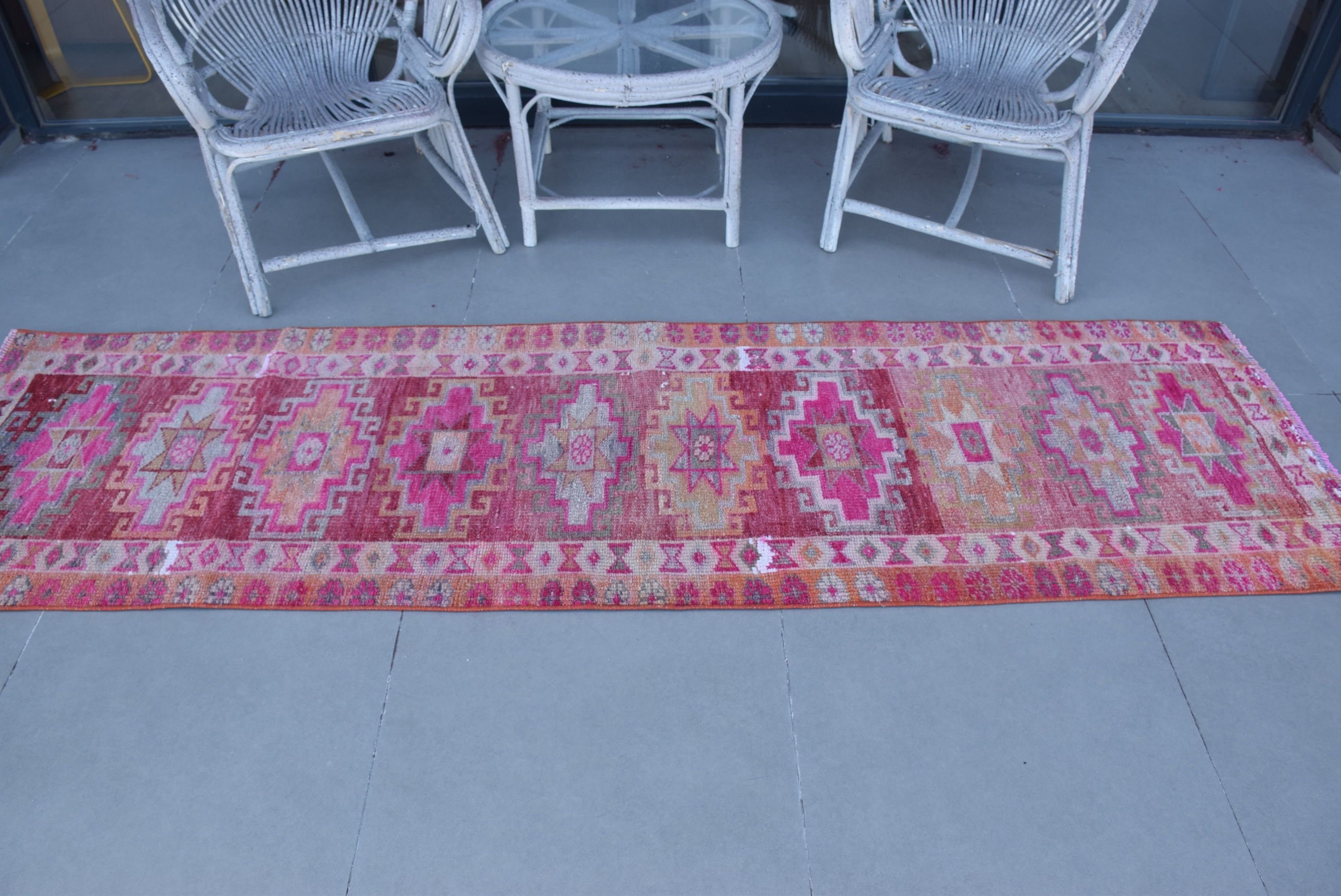 Pink Moroccan Rug, Turkish Rug, Kitchen Rug, Rugs for Runner, Anatolian Rug, 2.5x8.8 ft Runner Rug, Home Decor Rugs, Old Rug, Vintage Rugs