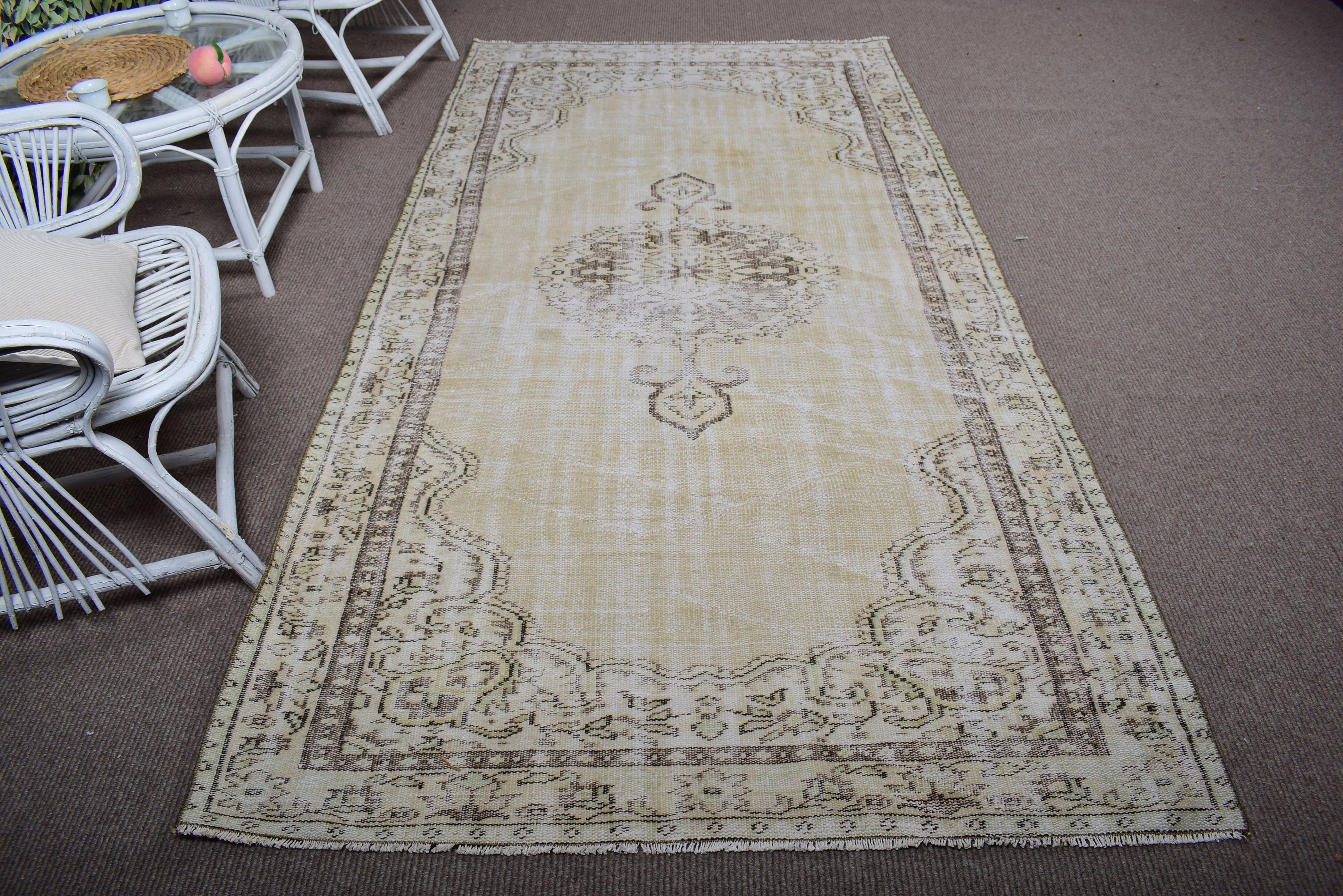 4.6x8.8 ft Büyük Halılar, Büyük Vintage Halı, Yeşil Boho Halılar, Vintage Halılar, Boho Halı, Yer Halısı, Türk Halısı, Yemek Odası Halıları, Geometrik Halılar