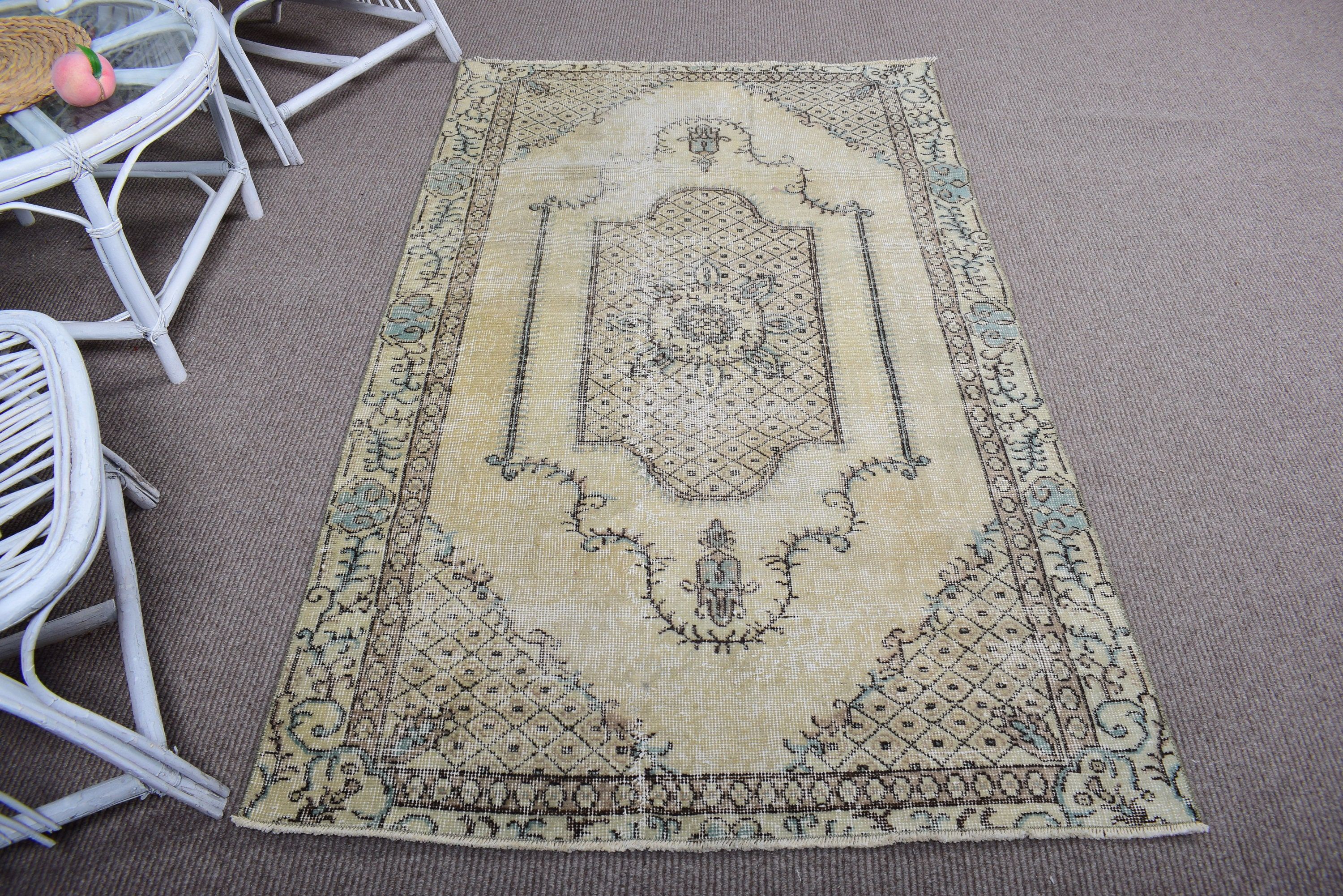 Vintage Rug, Green Cool Rugs, Turkish Rugs, Neutral Rugs, Bedroom Rugs, 3.6x6.1 ft Accent Rugs, Decorative Rugs, Turkey Rug