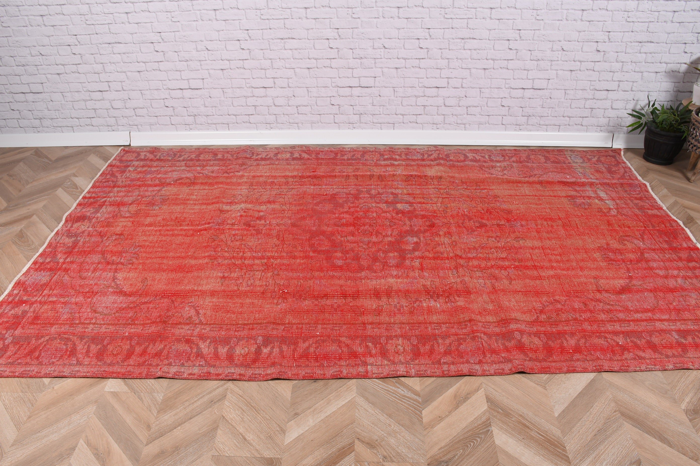 Red Floor Rug, Salon Rugs, Living Room Rug, Vintage Rug, Geometric Rugs, Turkish Rug, Rugs for Salon, Bedroom Rug, 5.5x9.1 ft Large Rugs